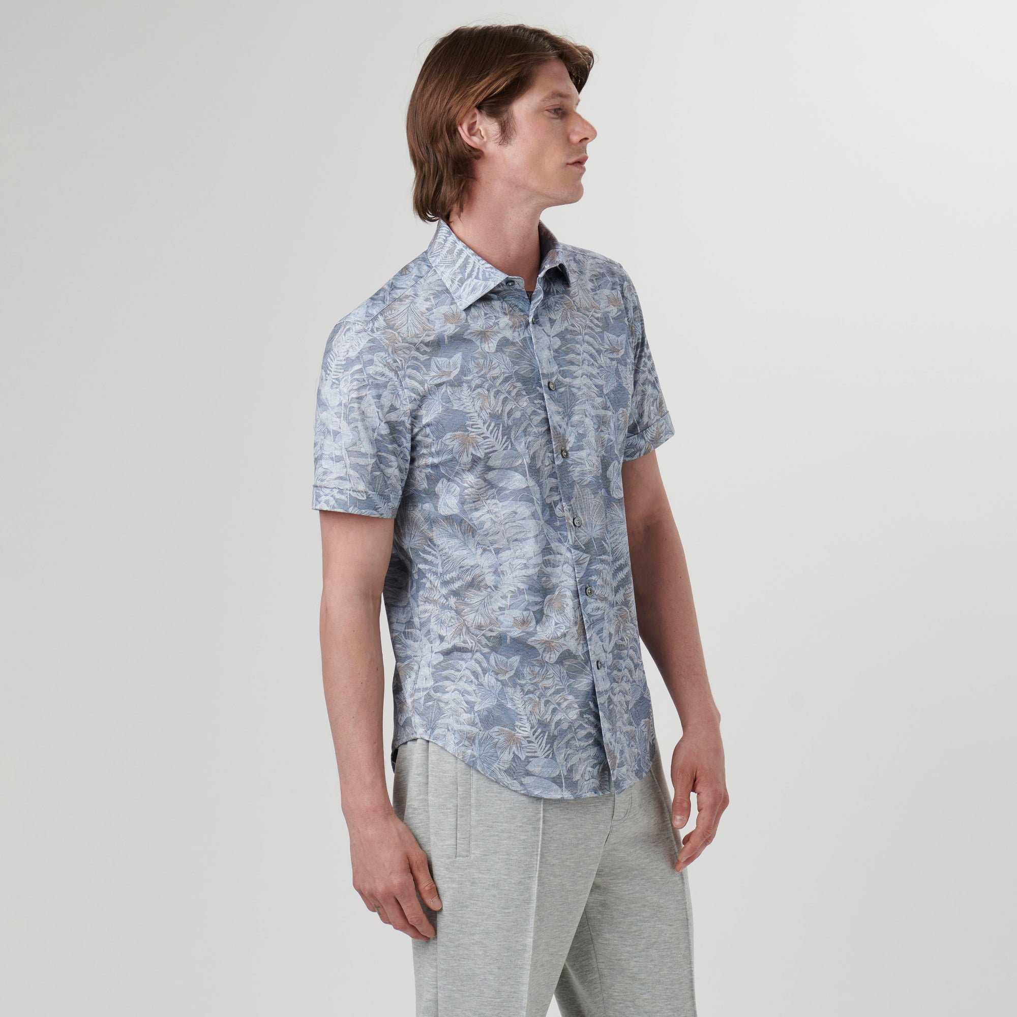 Miles Leaf Print OoohCotton Short Sleeve Shirt