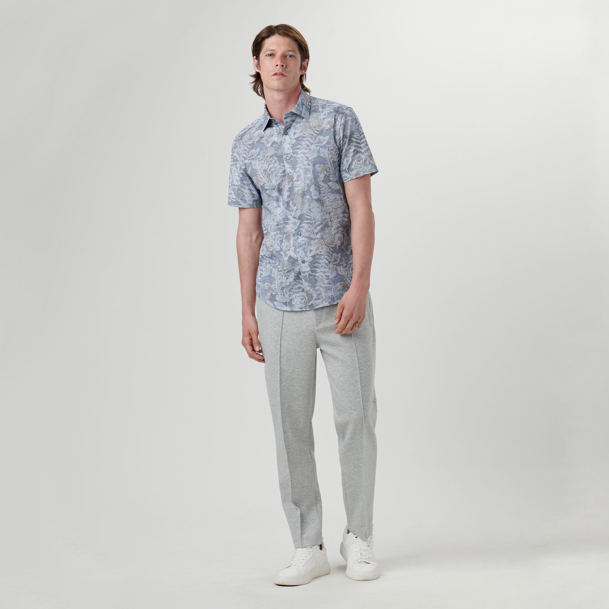 Miles Leaf Print OoohCotton Short Sleeve Shirt