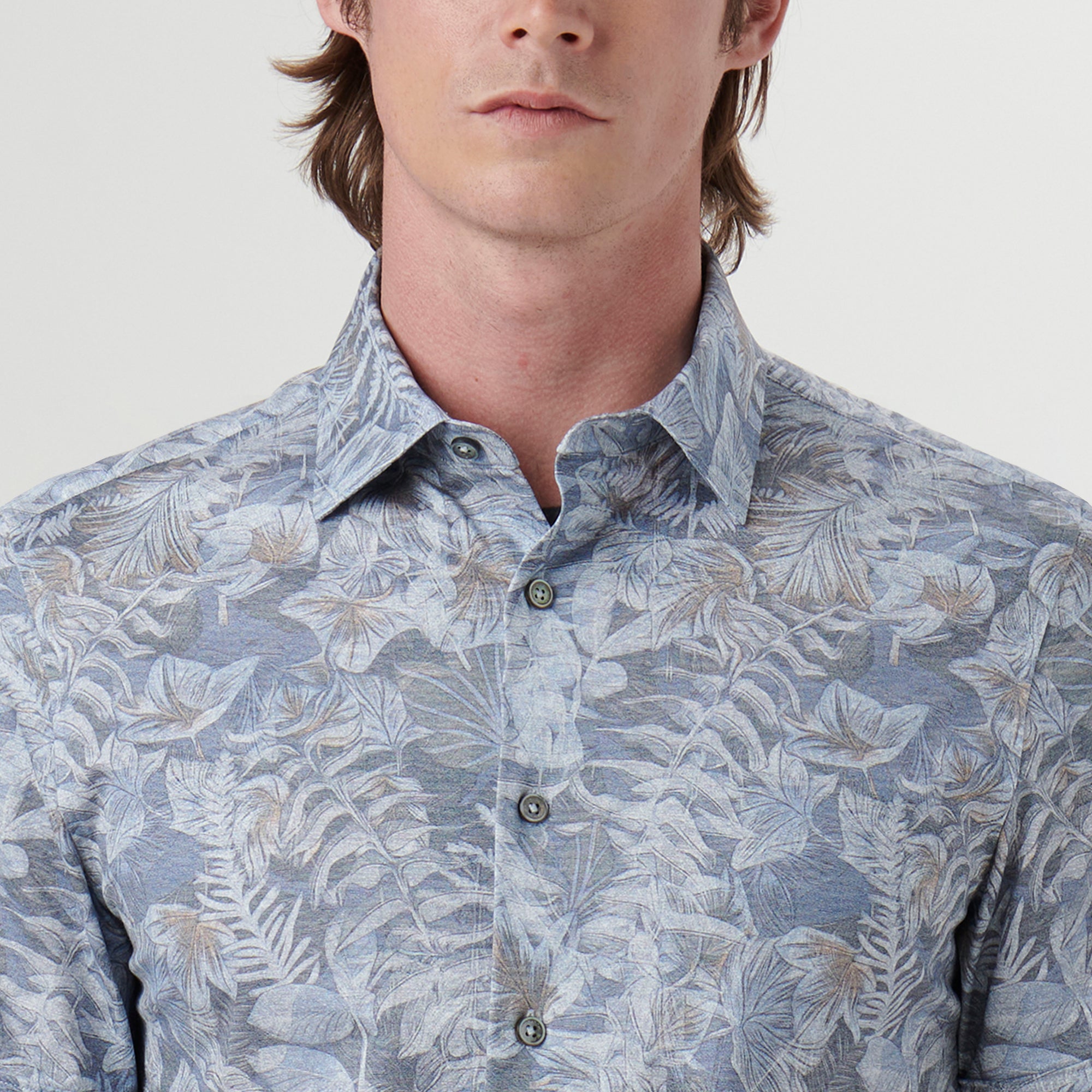 Miles Leaf Print OoohCotton Short Sleeve Shirt