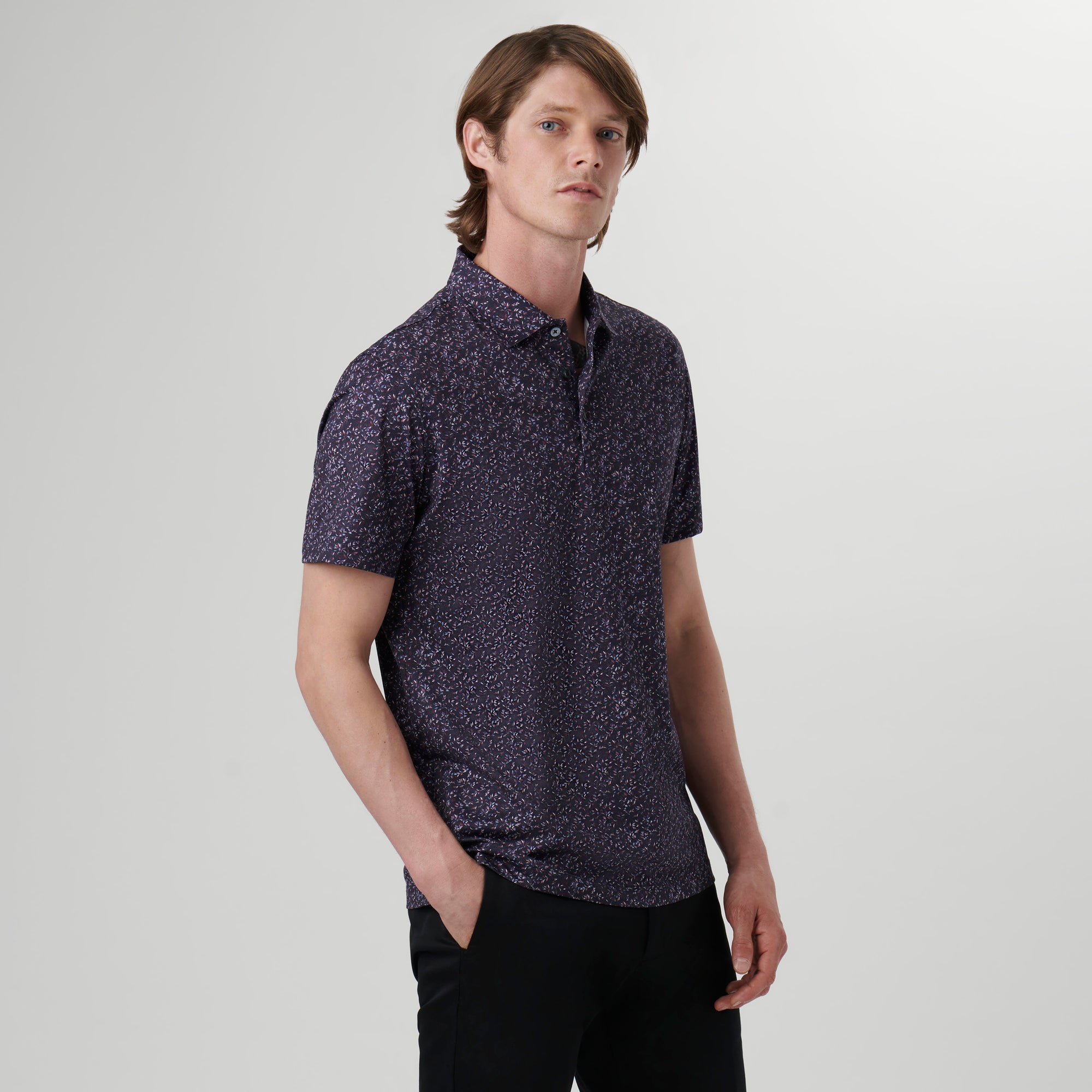 Victor Leaf Print OoohCotton Polo