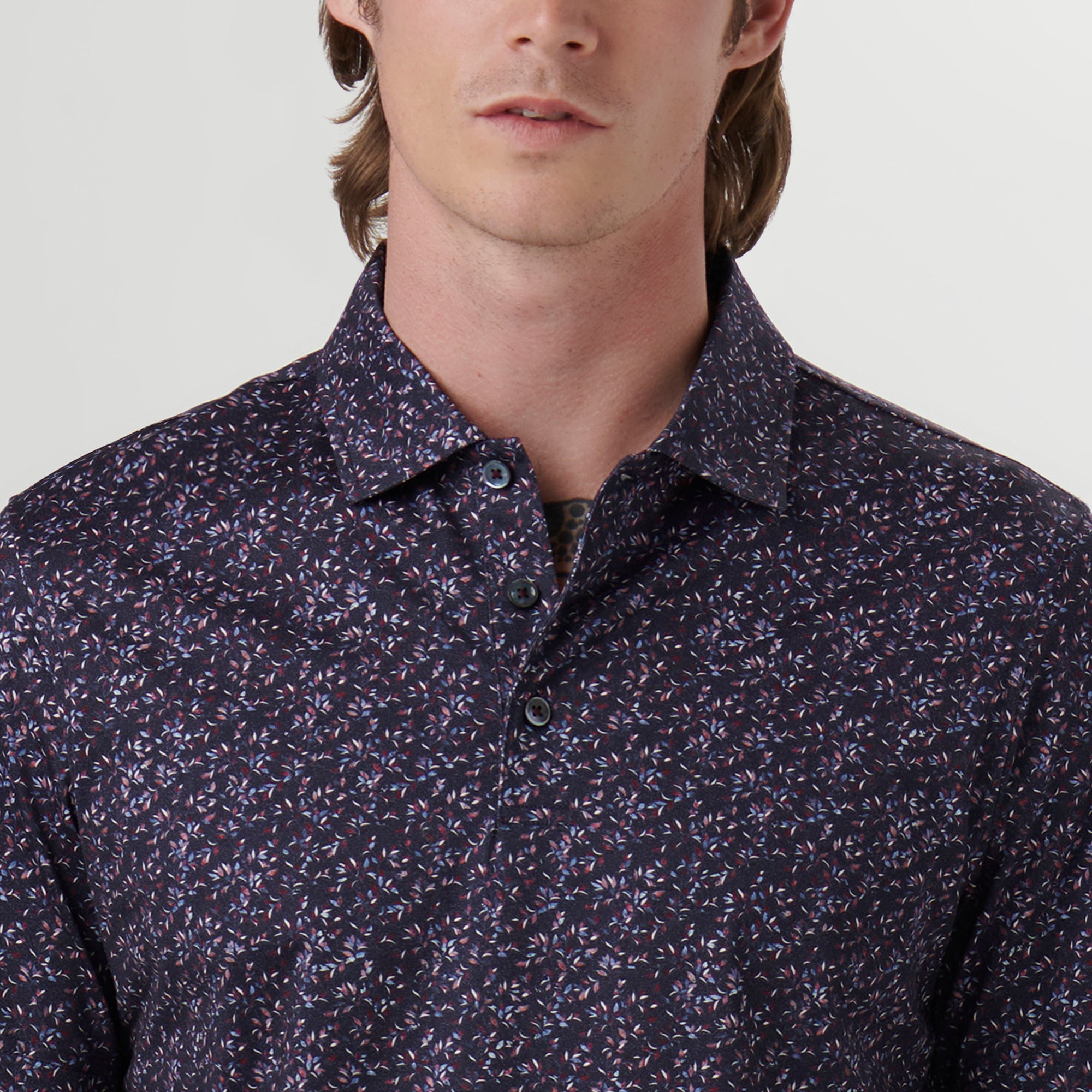 Victor Leaf Print OoohCotton Polo