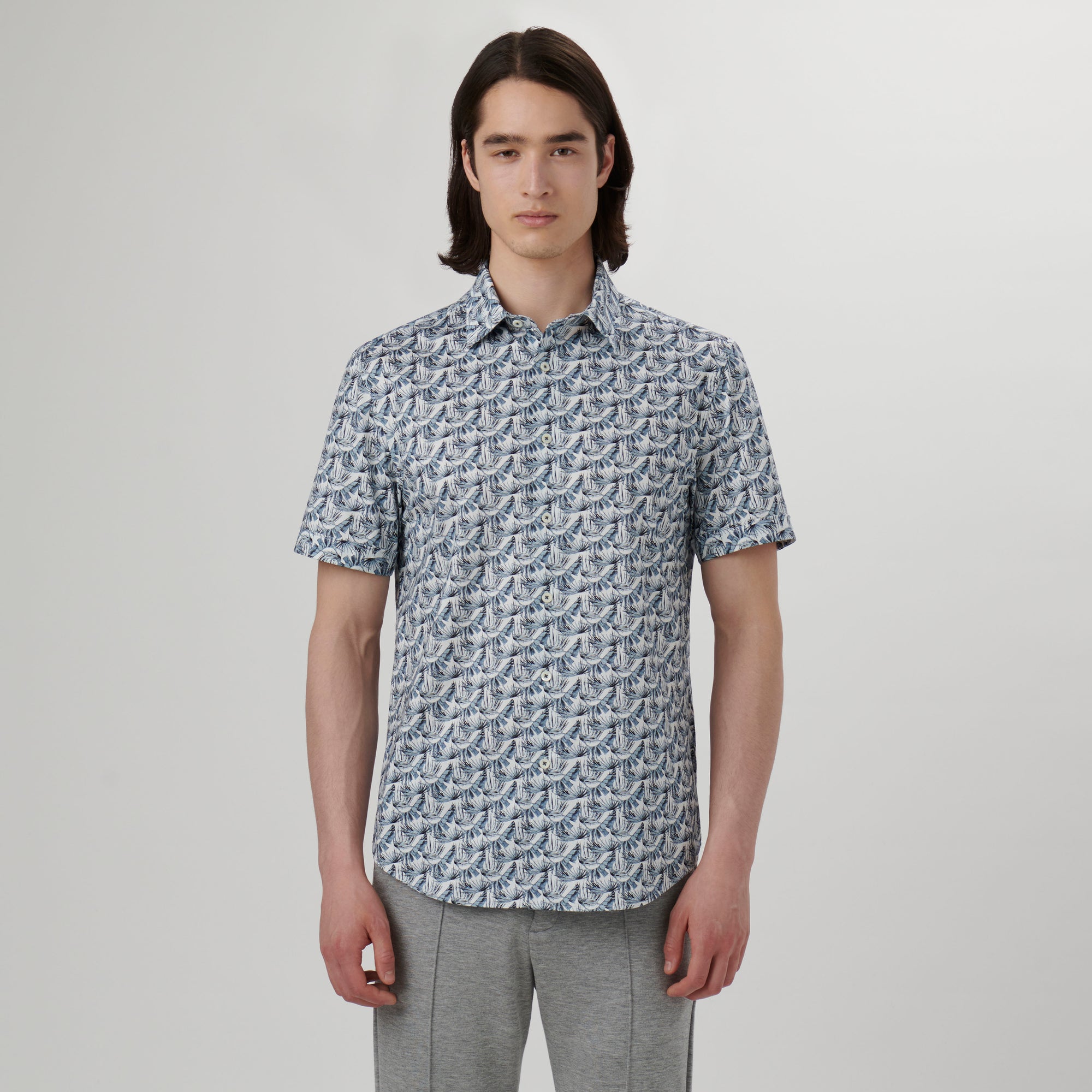 Miles Leaf Print OoohCotton Short Sleeve Shirt