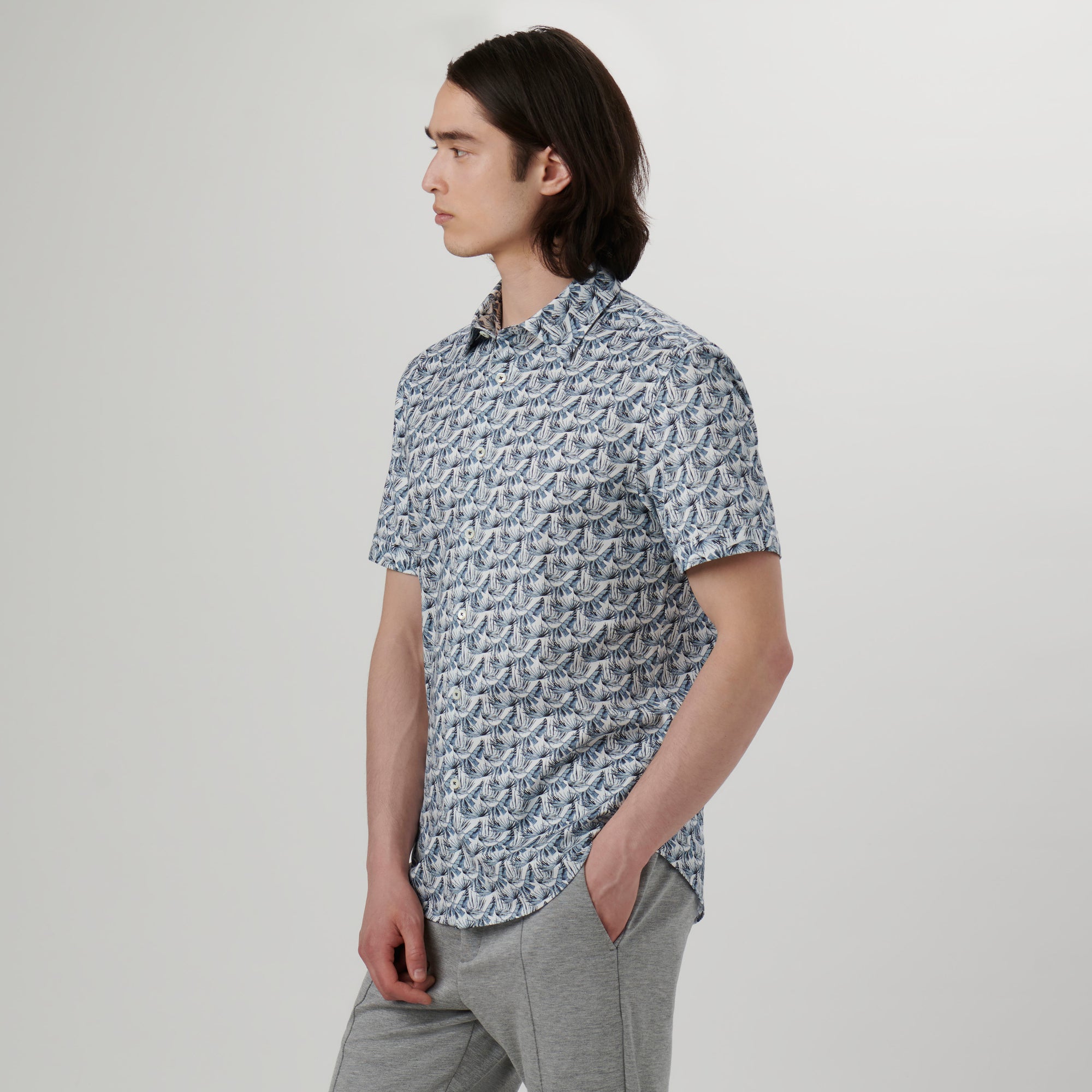 Miles Leaf Print OoohCotton Short Sleeve Shirt