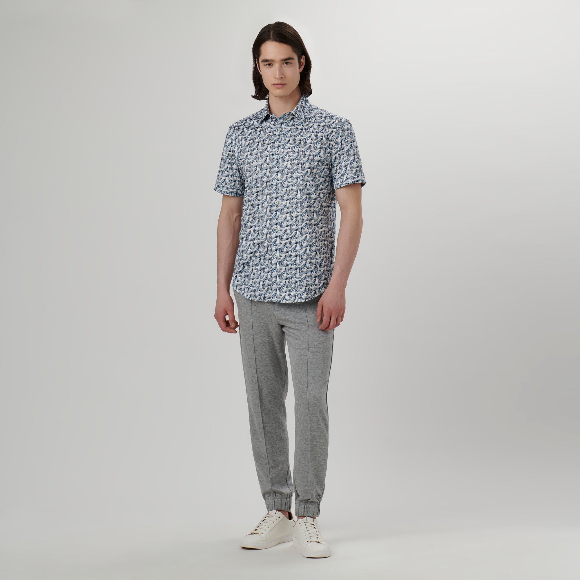 Miles Leaf Print OoohCotton Short Sleeve Shirt
