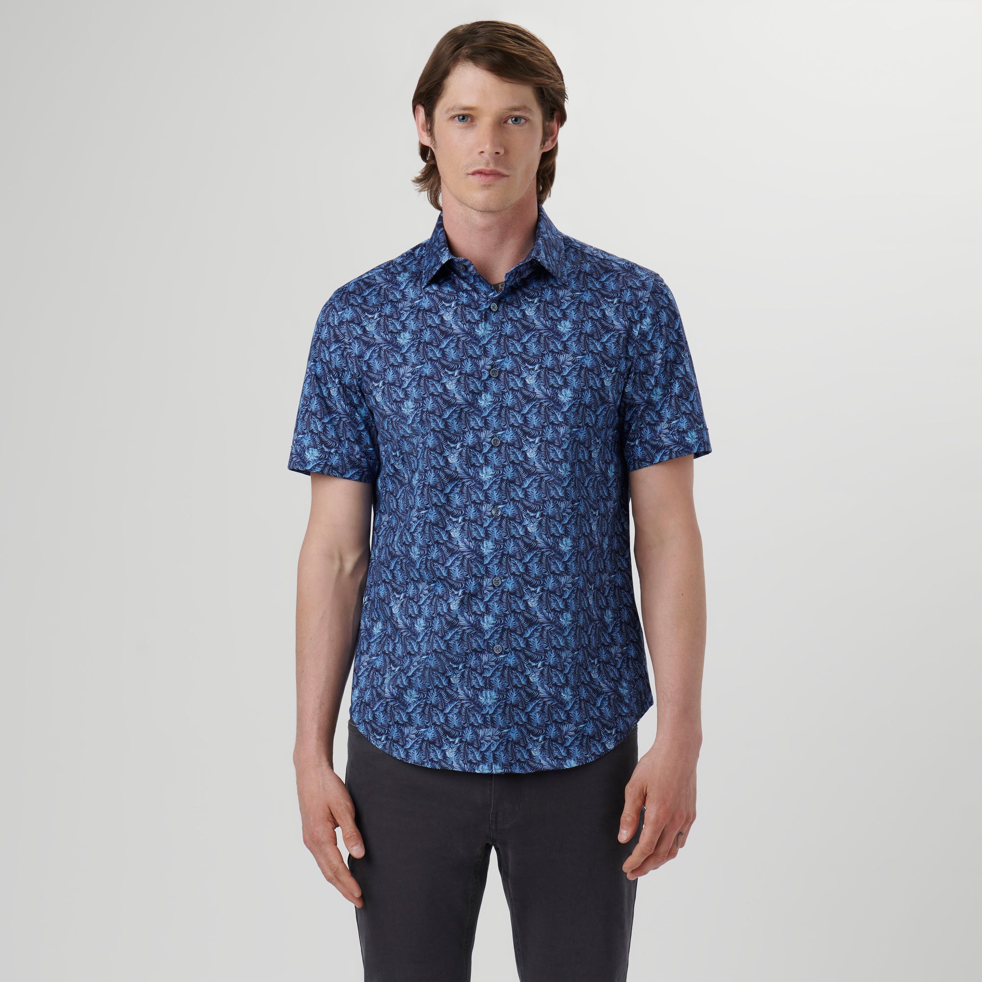 Miles Leaf Print OoohCotton Short Sleeve Shirt