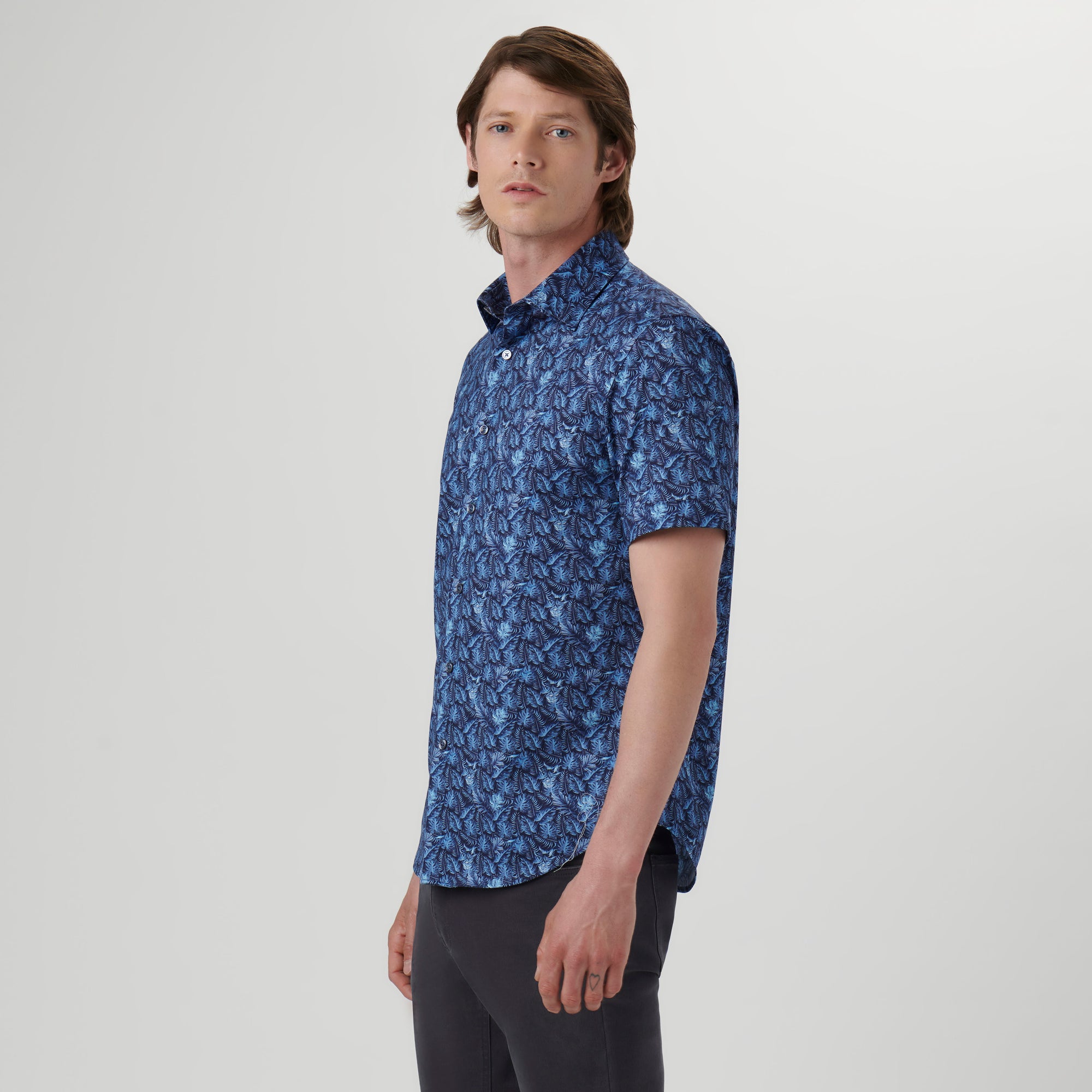 Miles Leaf Print OoohCotton Short Sleeve Shirt