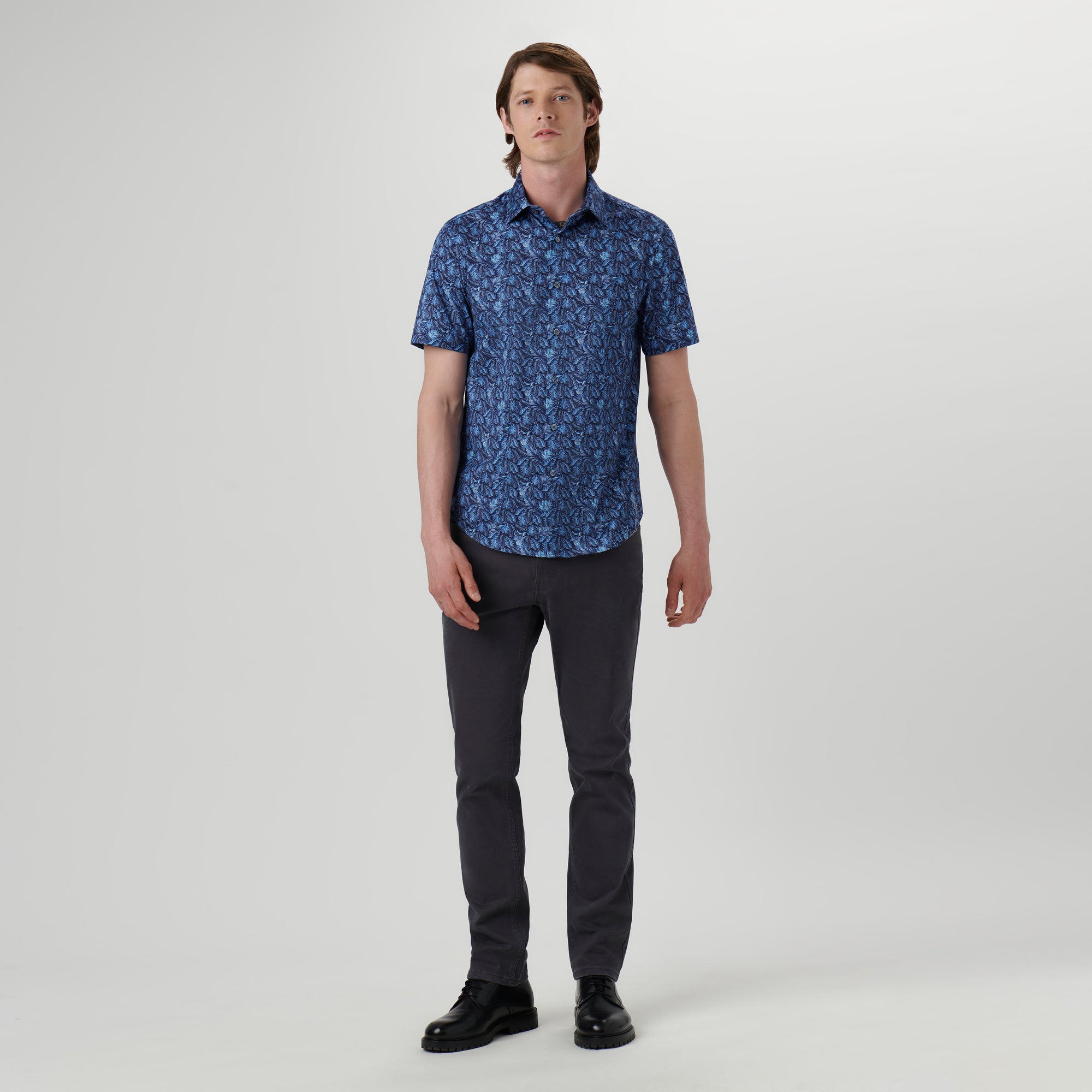 Miles Leaf Print OoohCotton Short Sleeve Shirt