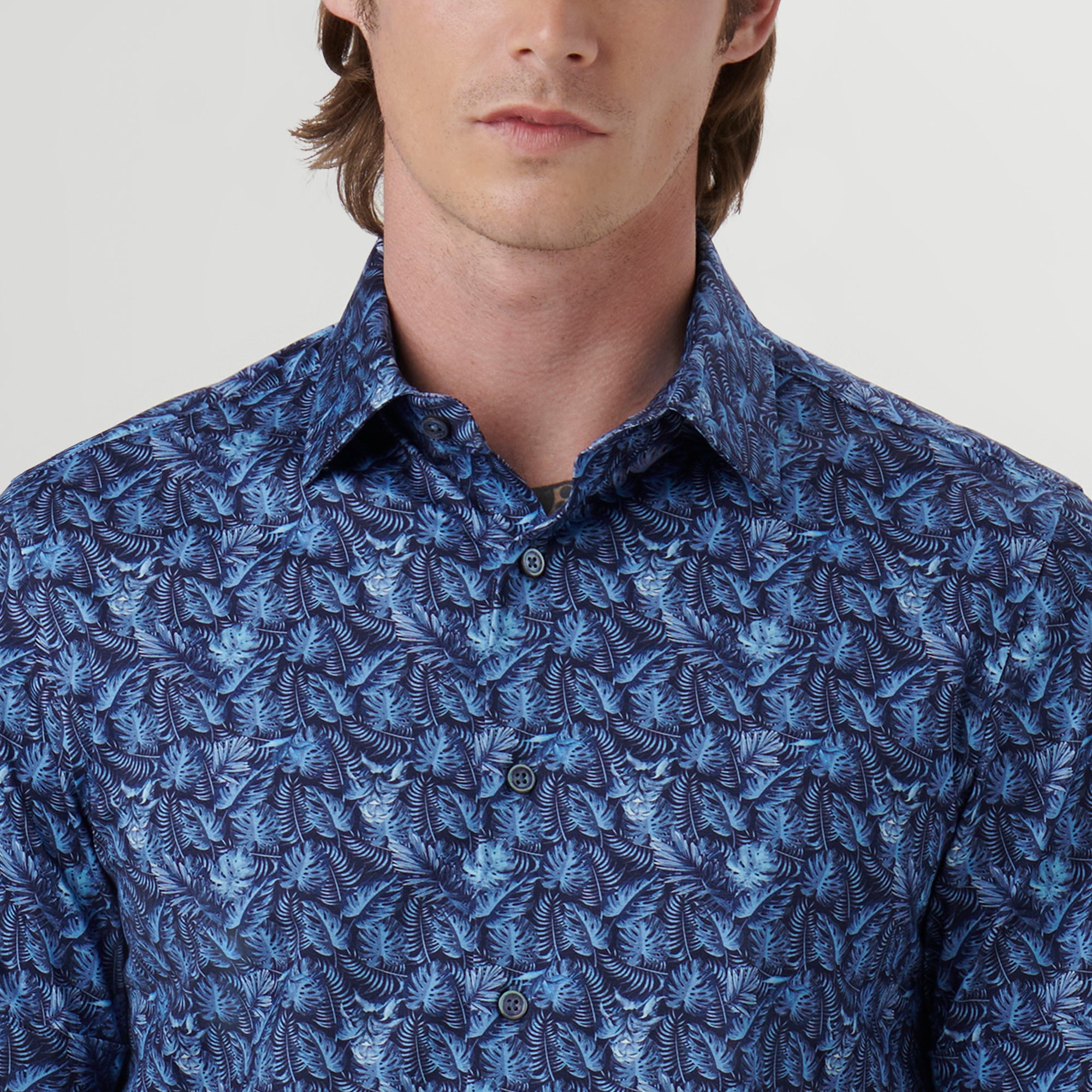 Miles Leaf Print OoohCotton Short Sleeve Shirt