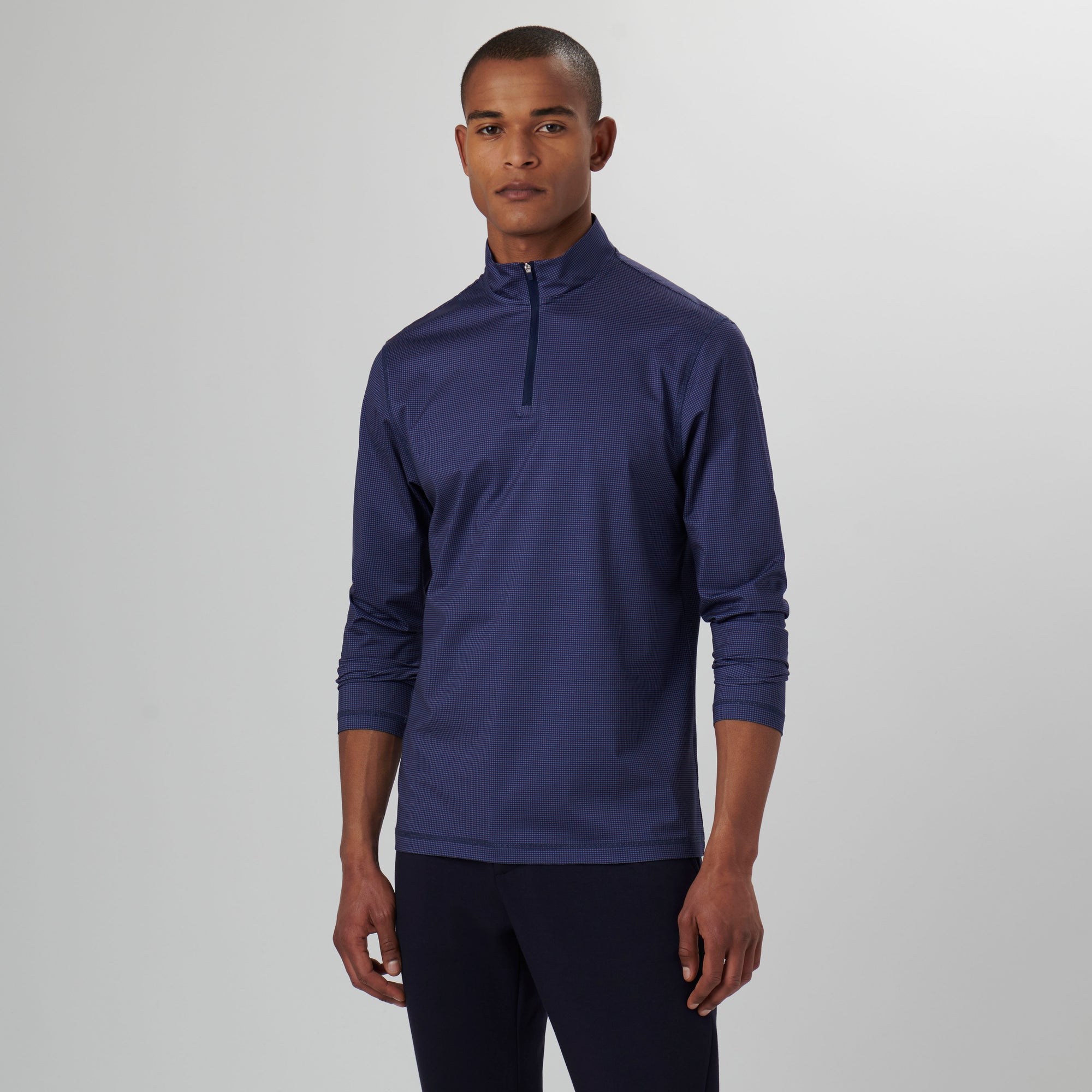 Anthony Pin Check OoohCotton Quarter Zip Pullover