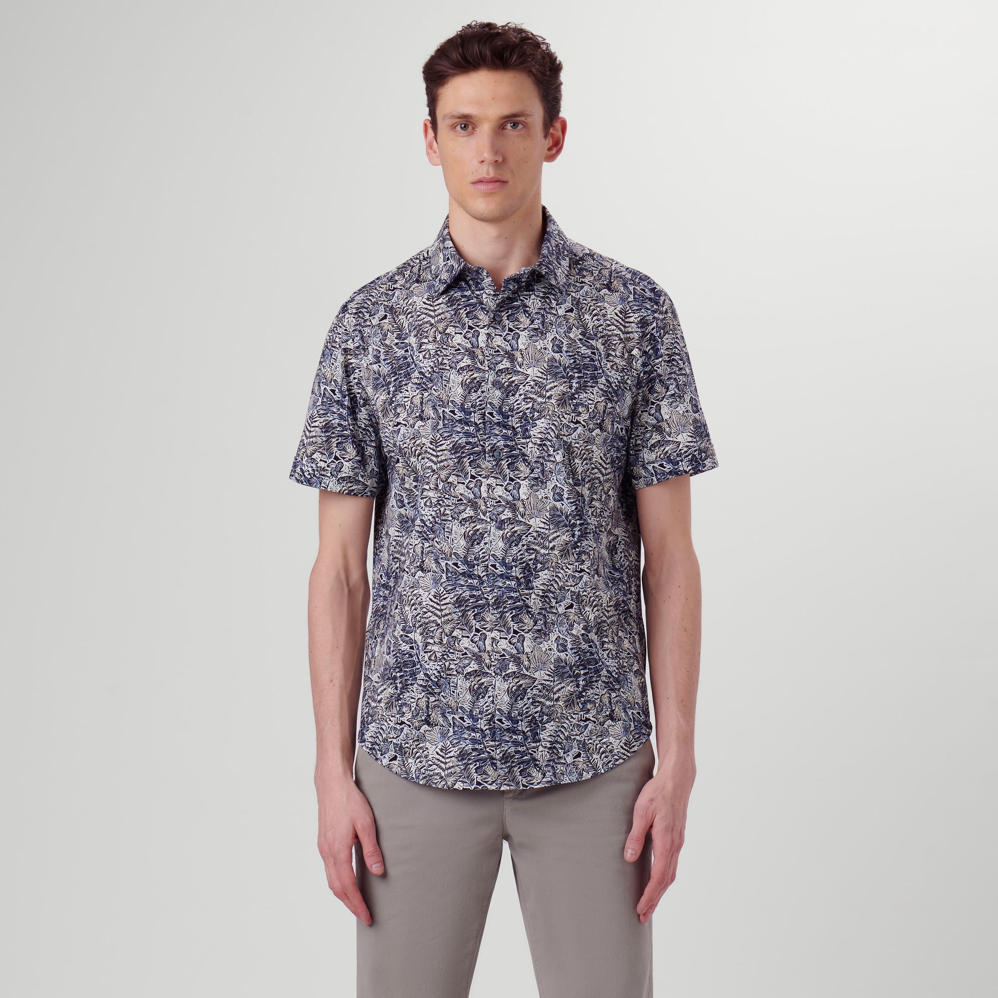 Miles Leaf Print OoohCotton Short Sleeve Shirt
