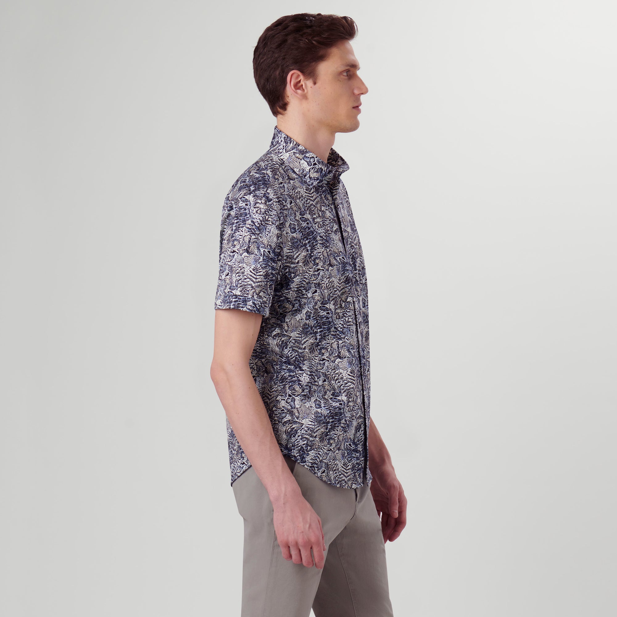 Miles Leaf Print OoohCotton Short Sleeve Shirt