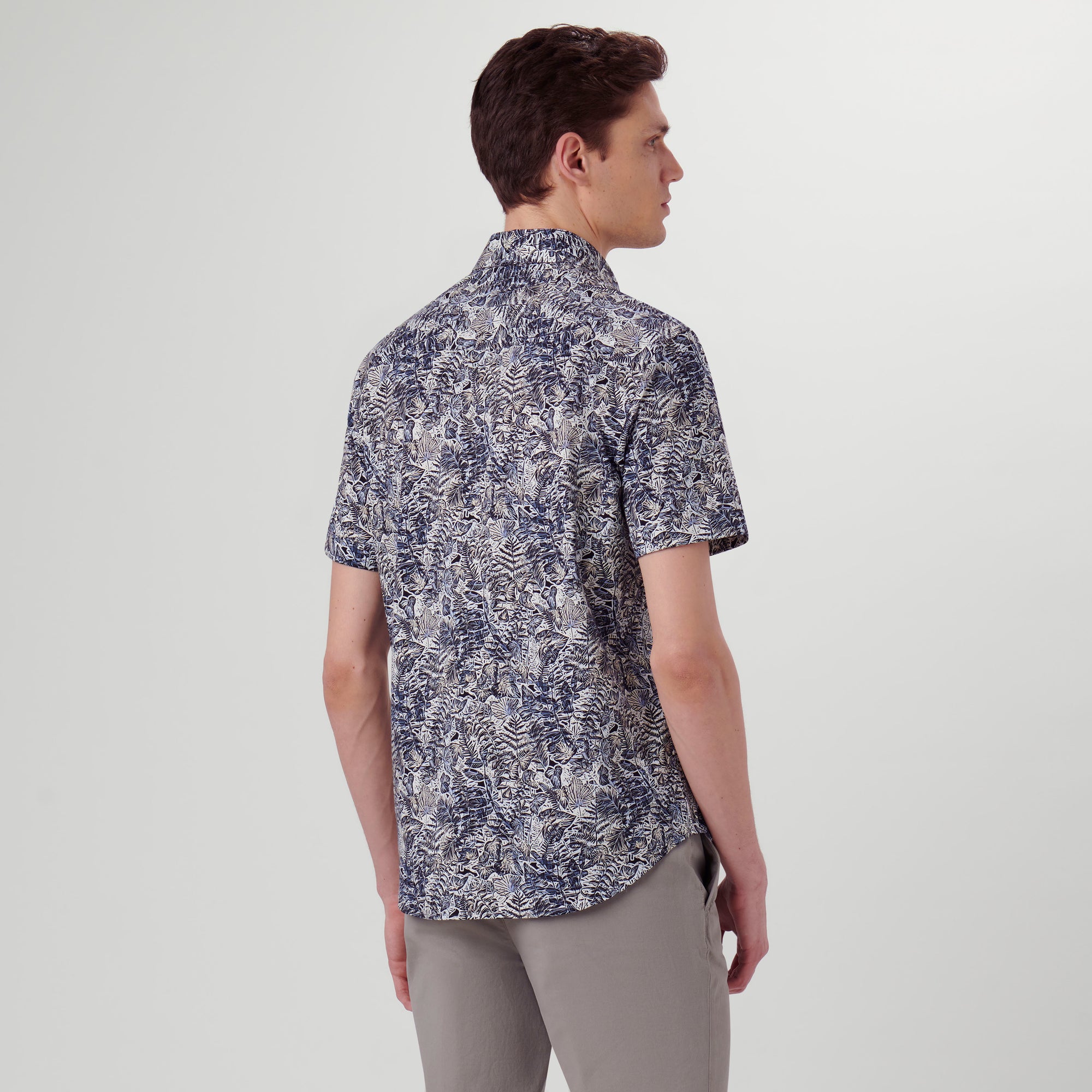 Miles Leaf Print OoohCotton Short Sleeve Shirt