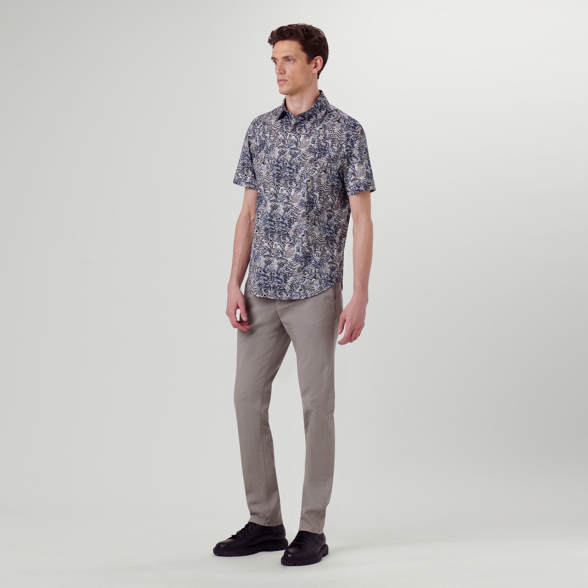 Miles Leaf Print OoohCotton Short Sleeve Shirt