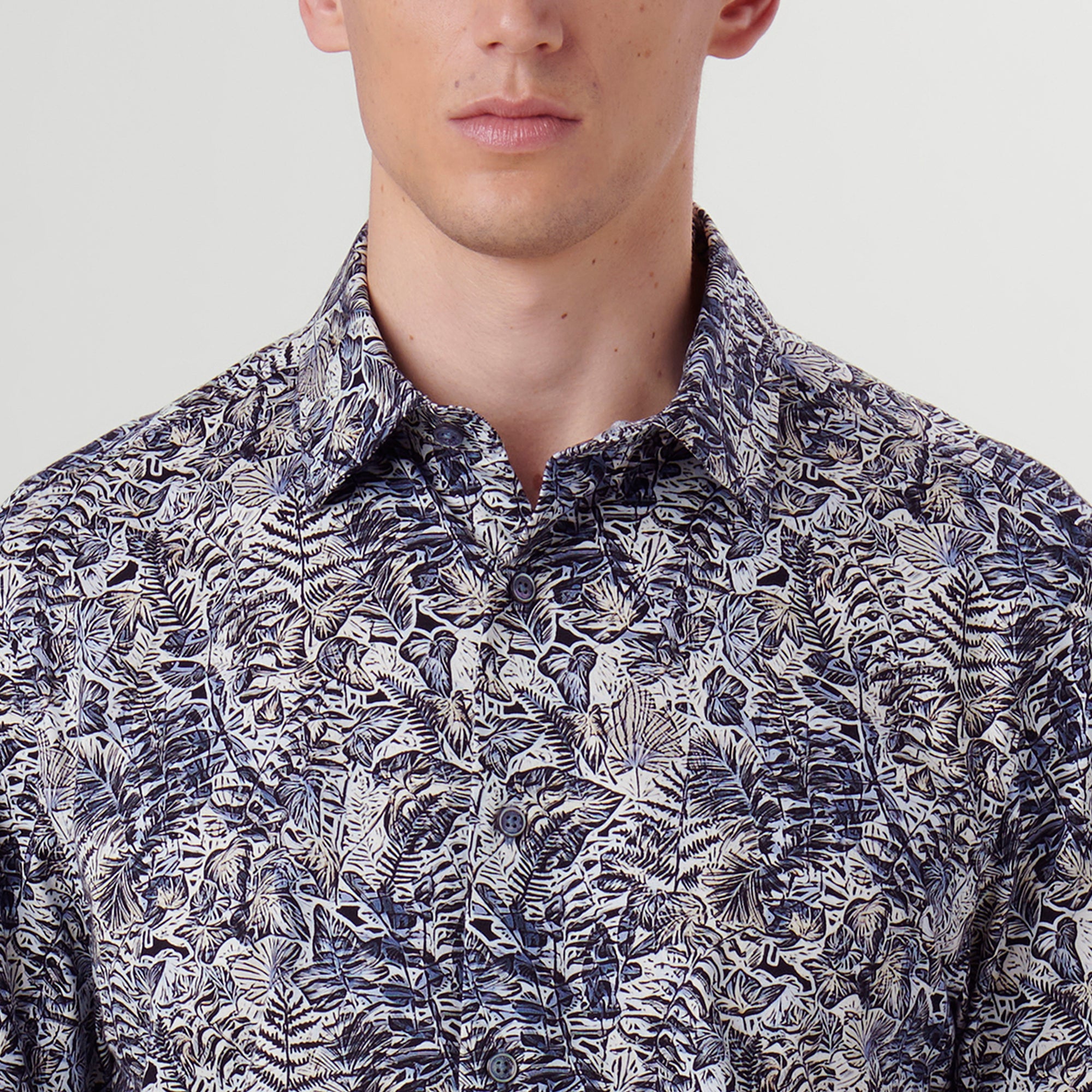 Miles Leaf Print OoohCotton Short Sleeve Shirt
