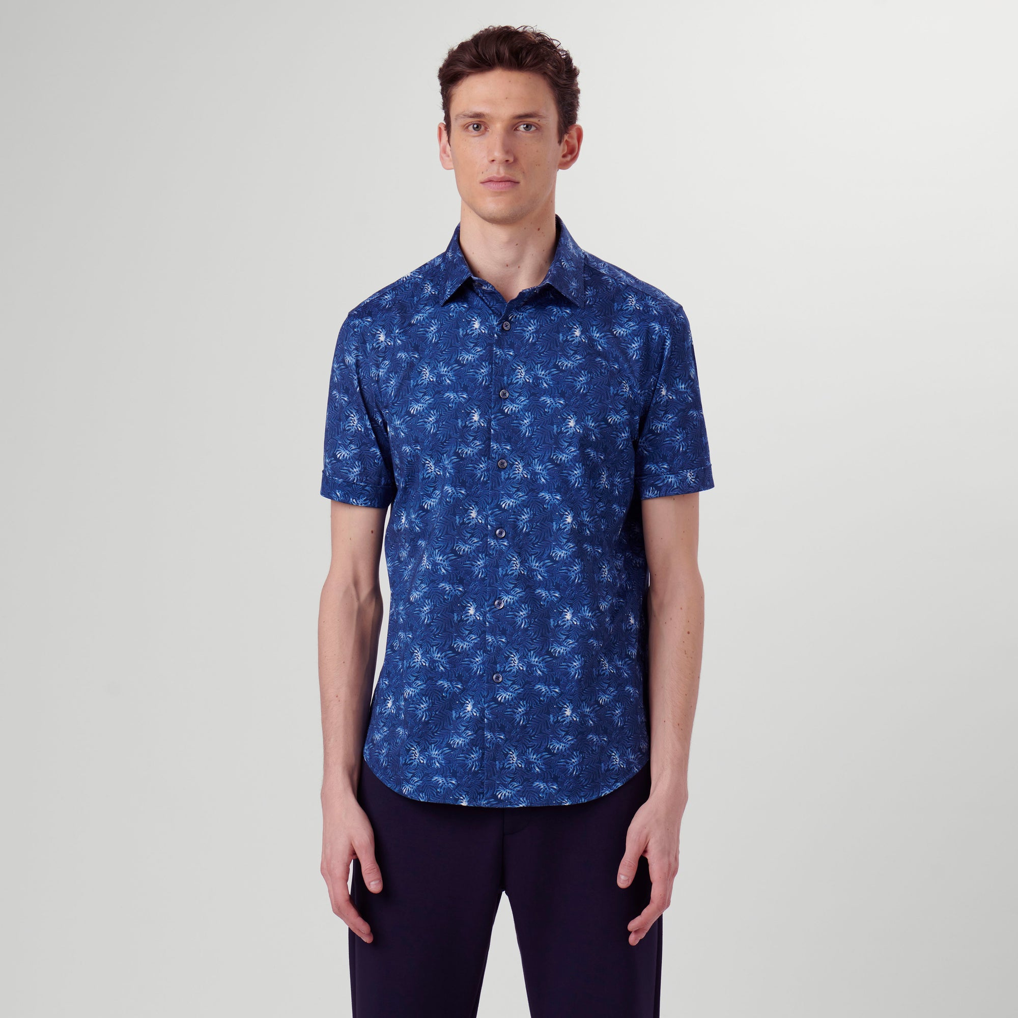 Miles Leaf Print OoohCotton Short Sleeve Shirt