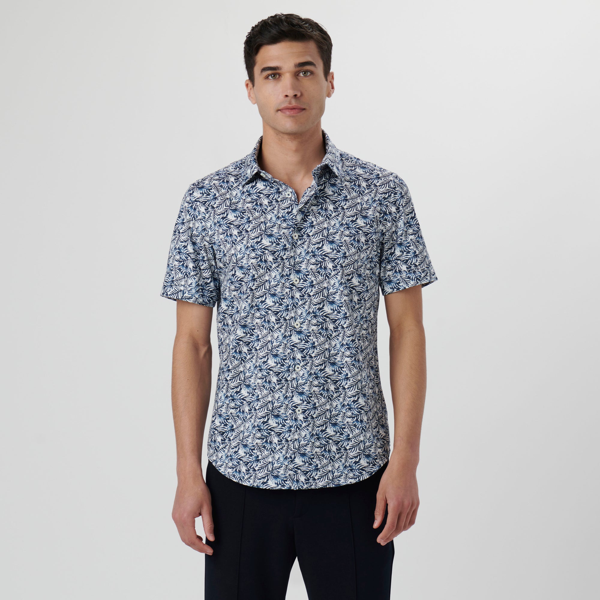 Miles Leaf Print OoohCotton Short Sleeve Shirt