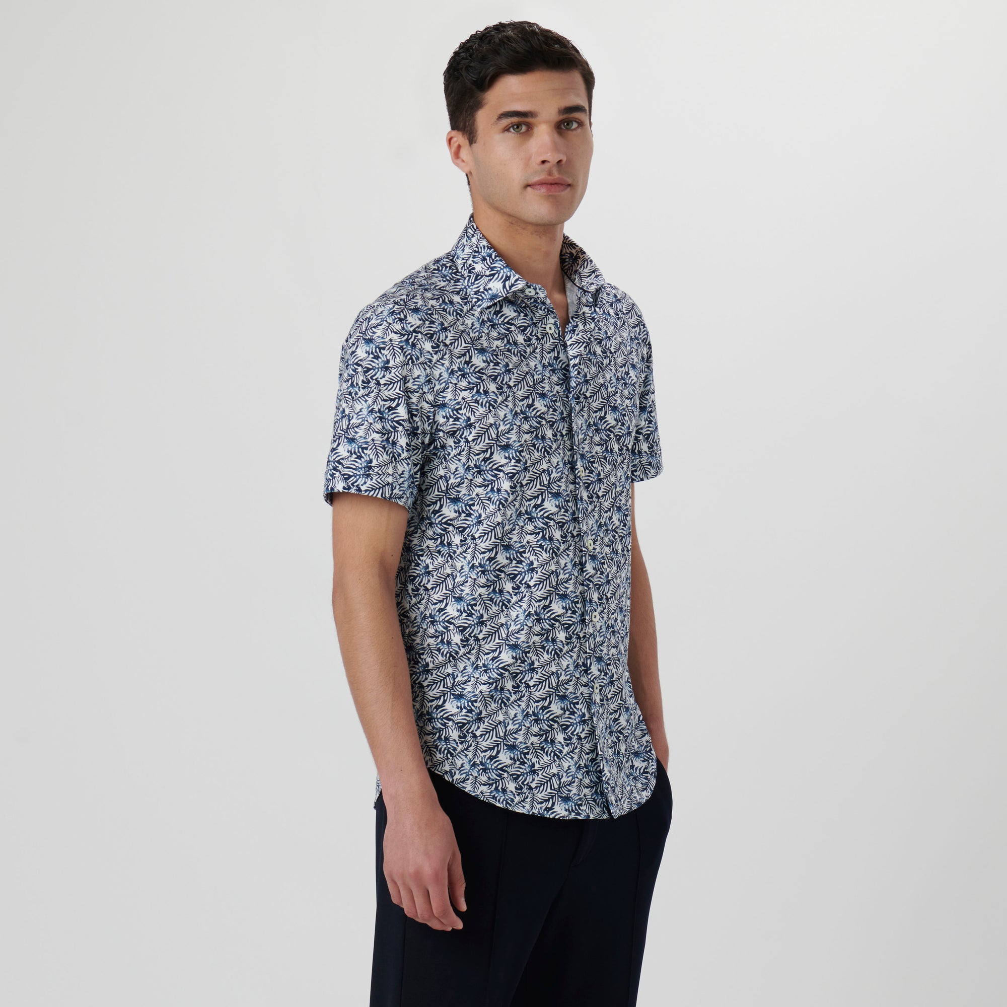 Miles Leaf Print OoohCotton Short Sleeve Shirt