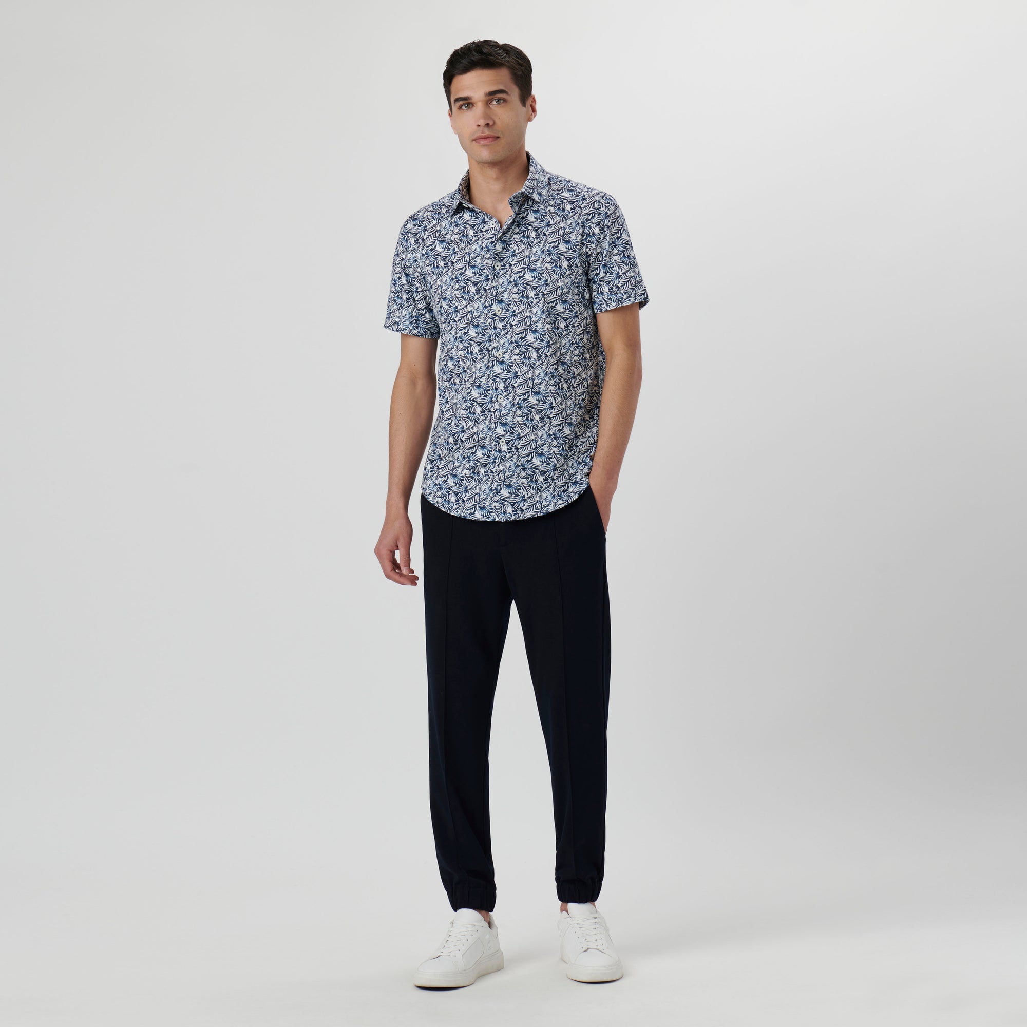 Miles Leaf Print OoohCotton Short Sleeve Shirt