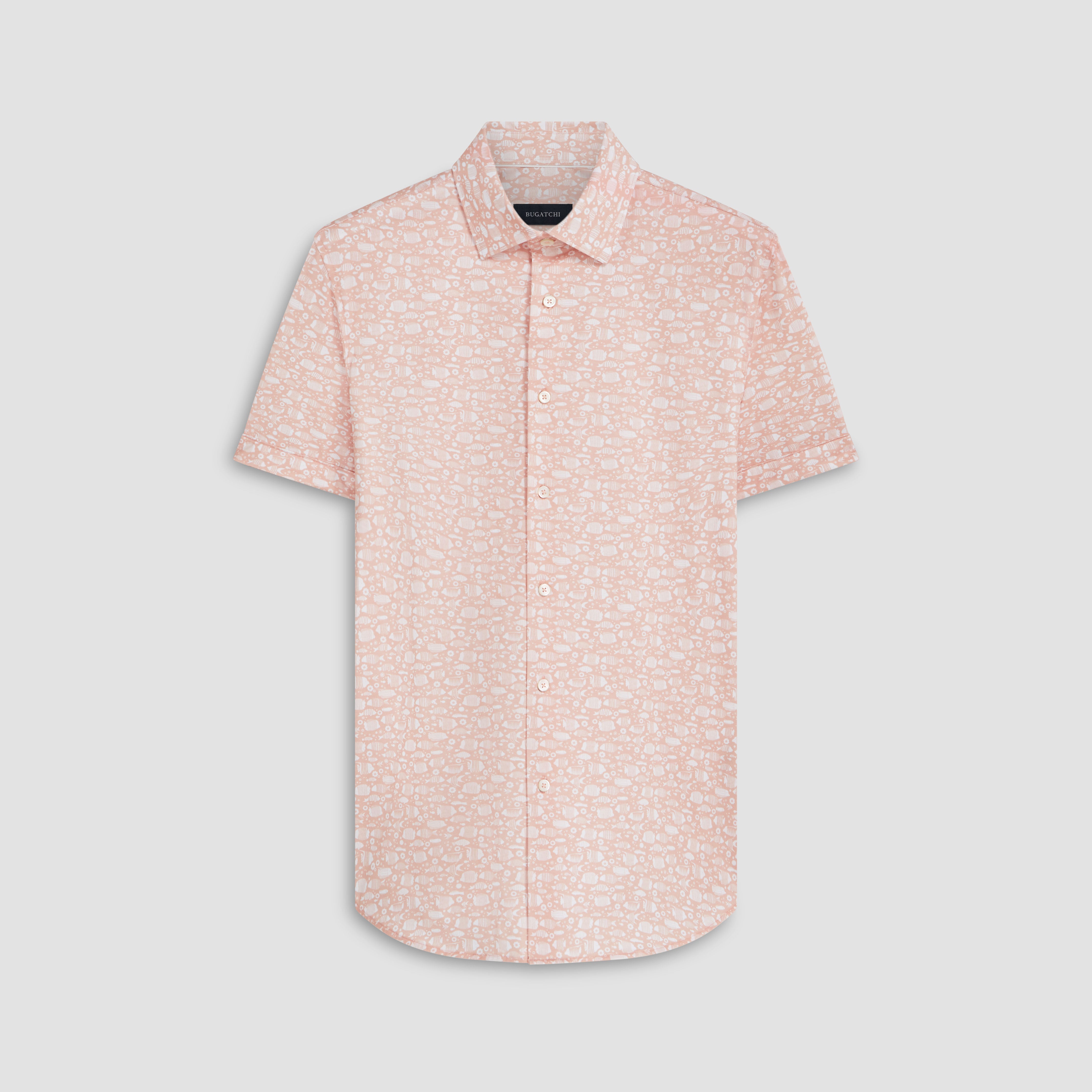 Miles Fish Print OoohCotton Short Sleeve Shirt – BUGATCHI