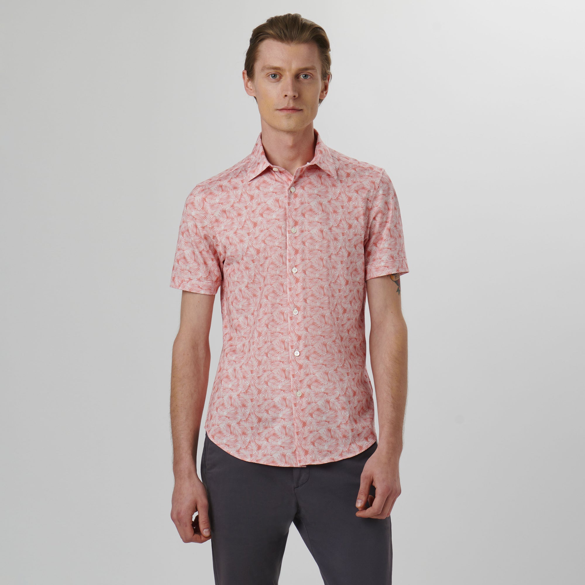 Miles Leaf Print OoohCotton Short Sleeve Shirt