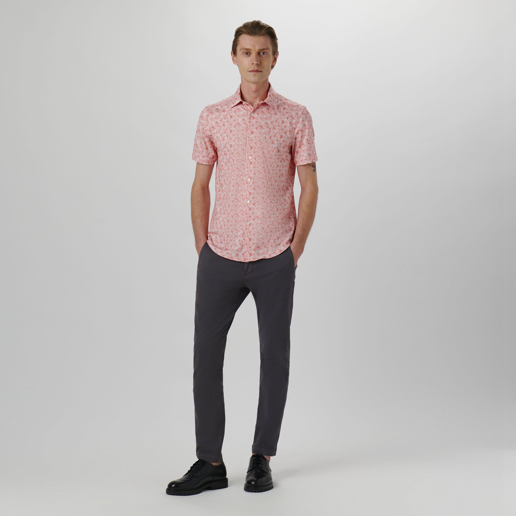 Miles Leaf Print OoohCotton Short Sleeve Shirt