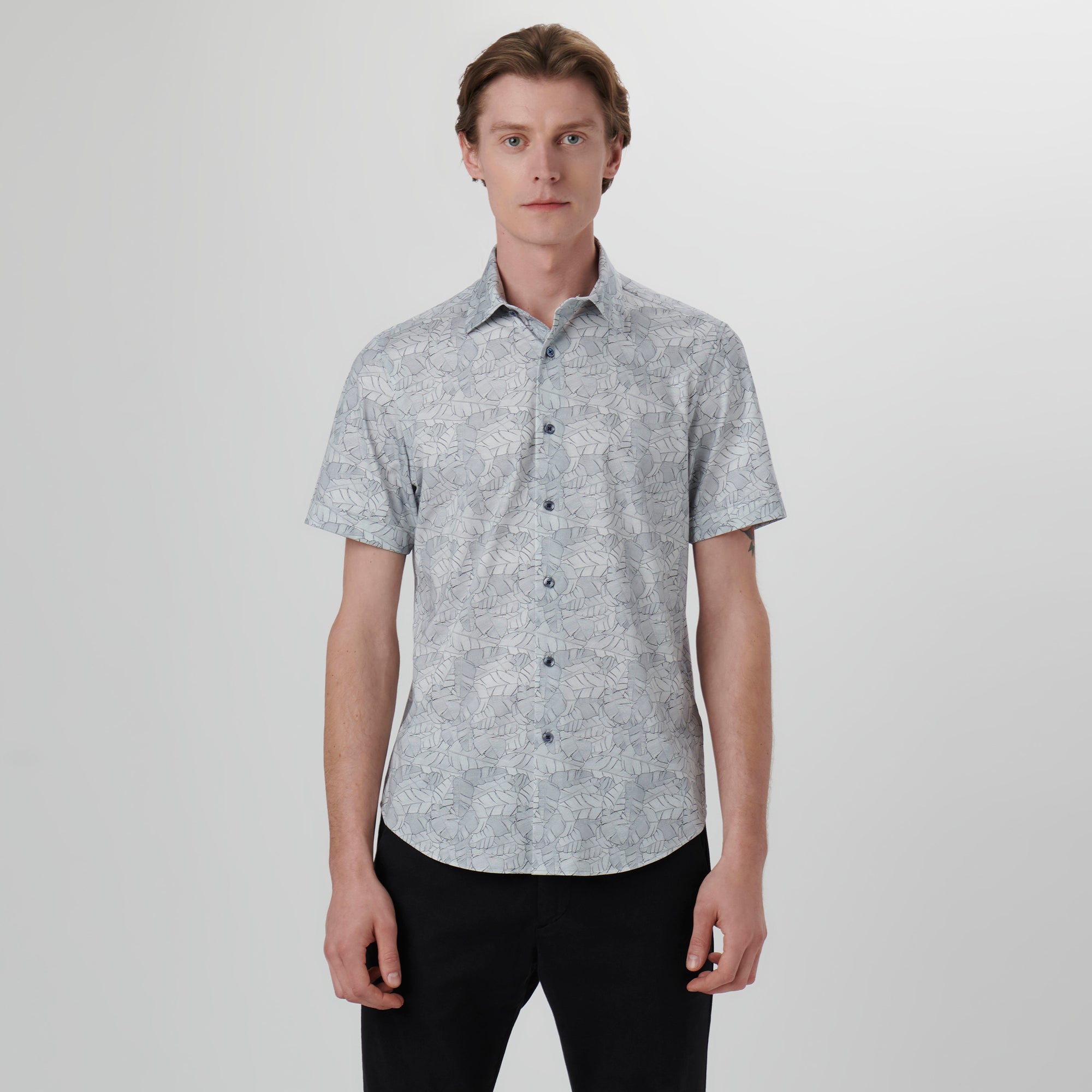 Miles Leaf Print OoohCotton Short Sleeve Shirt