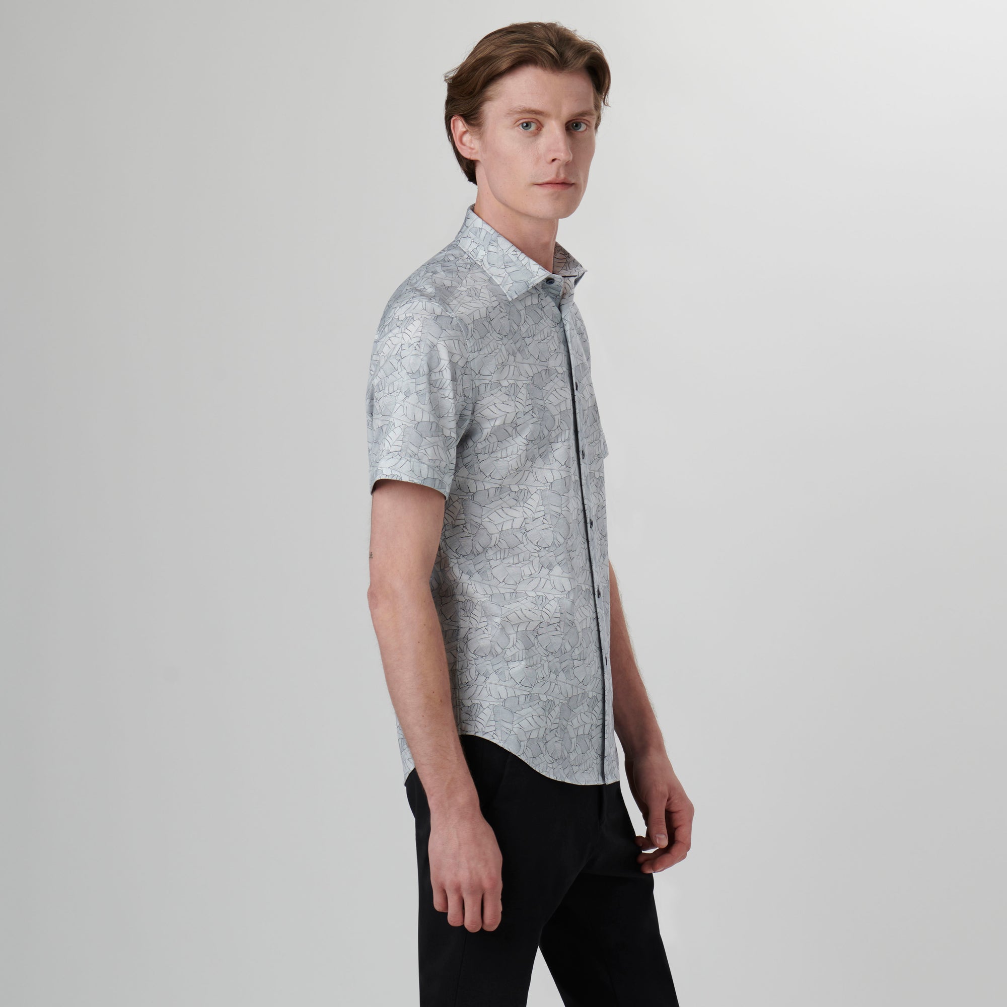 Miles Leaf Print OoohCotton Short Sleeve Shirt