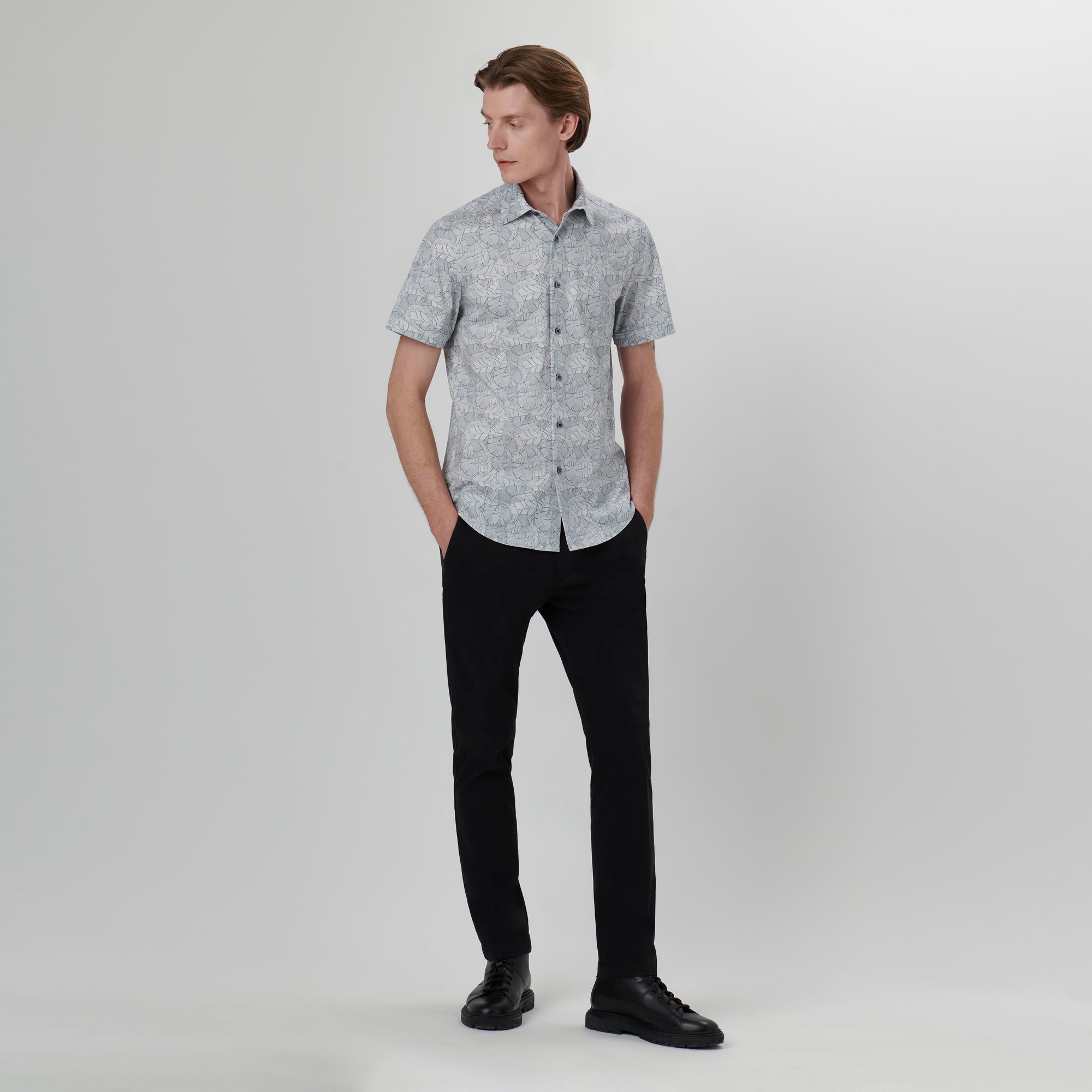 Miles Leaf Print OoohCotton Short Sleeve Shirt