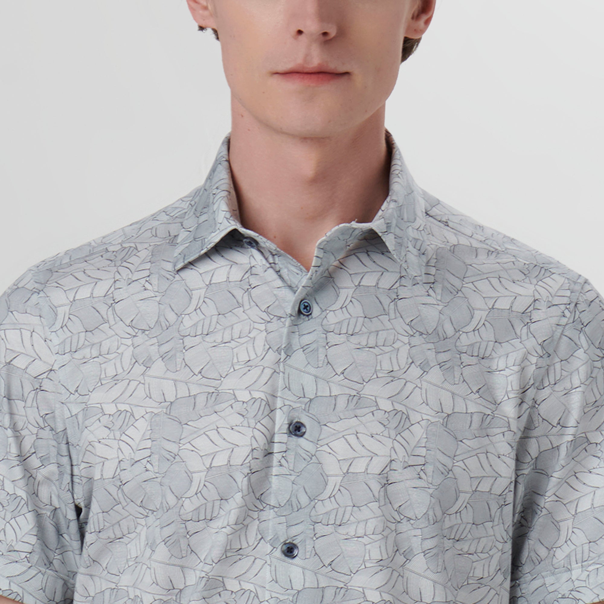 Miles Leaf Print OoohCotton Short Sleeve Shirt