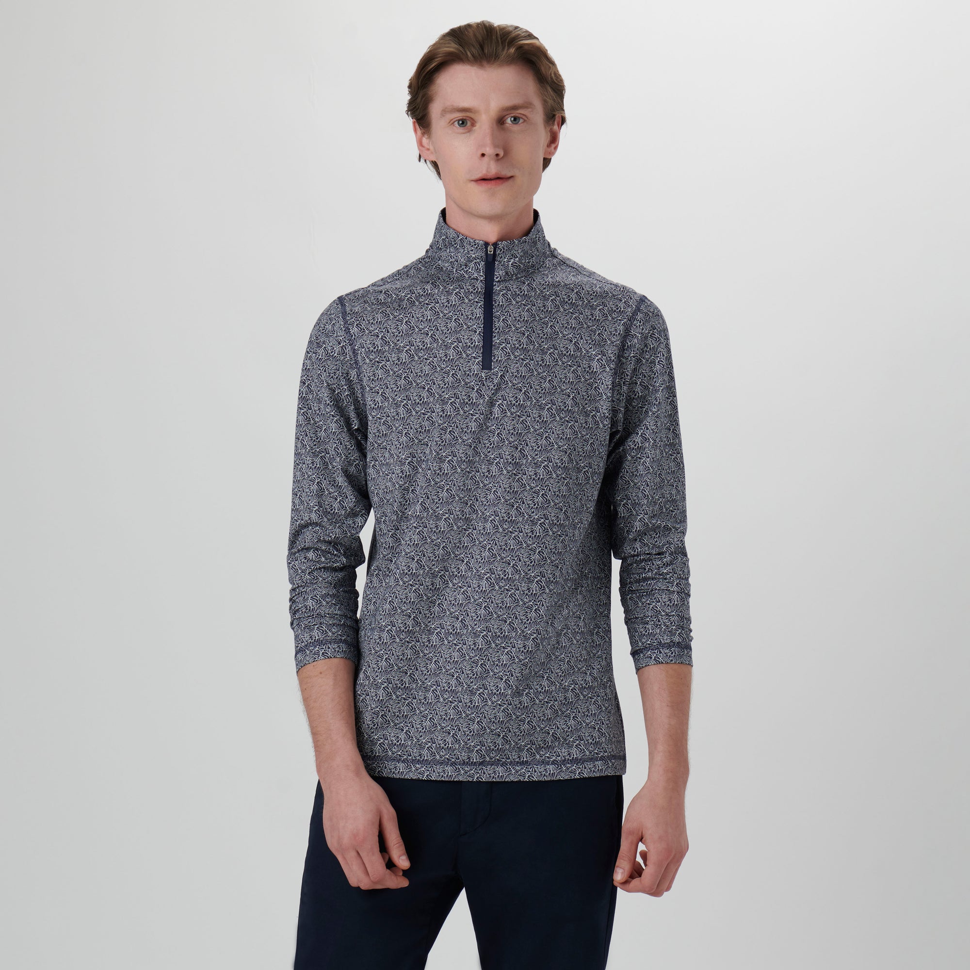 Anthony Leaf Print OoohCotton Quarter Zip Pullover