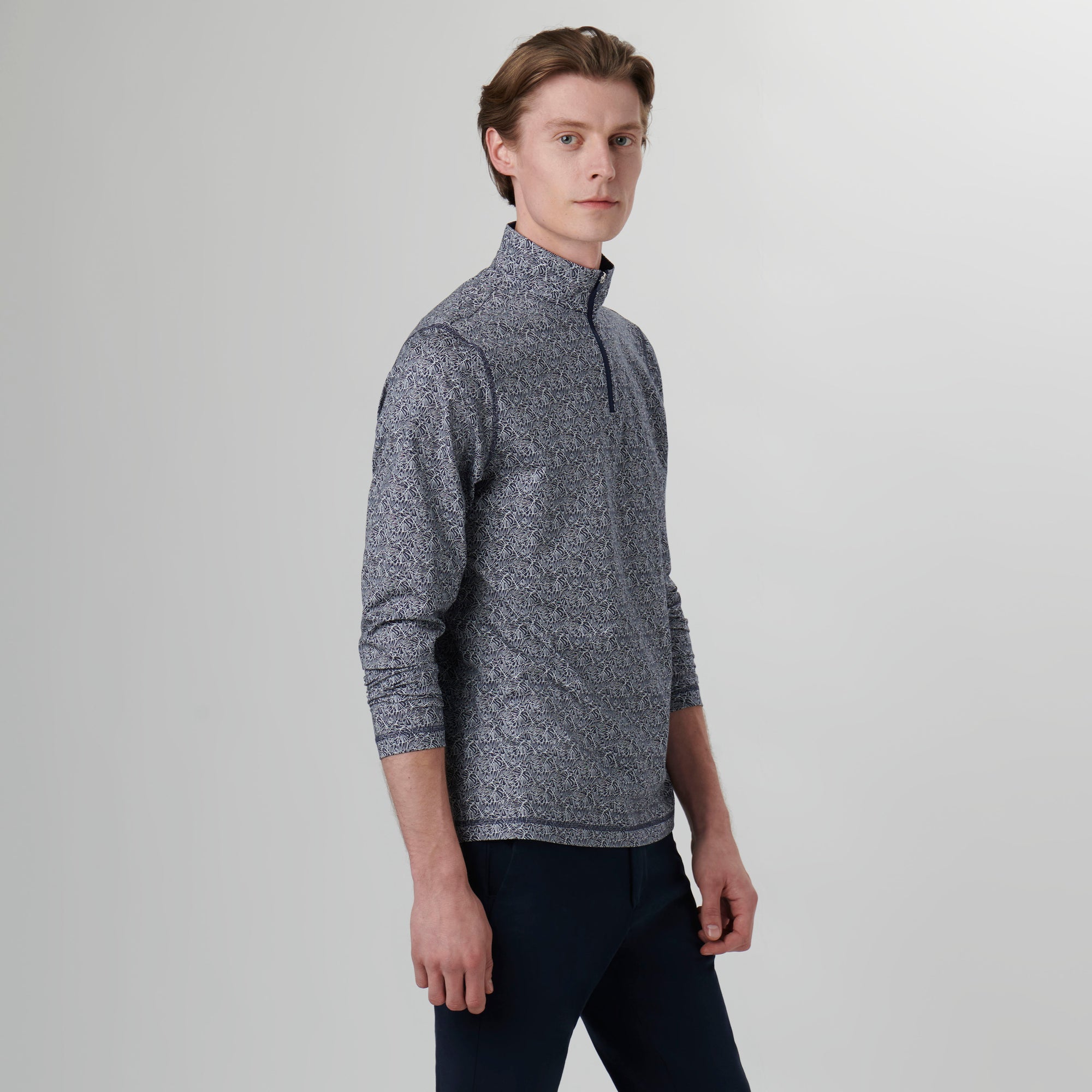 Anthony Leaf Print OoohCotton Quarter Zip Pullover