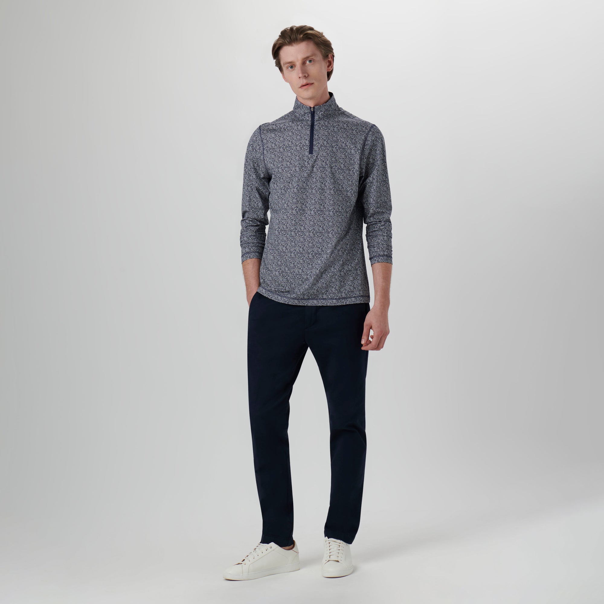 Anthony Leaf Print OoohCotton Quarter Zip Pullover