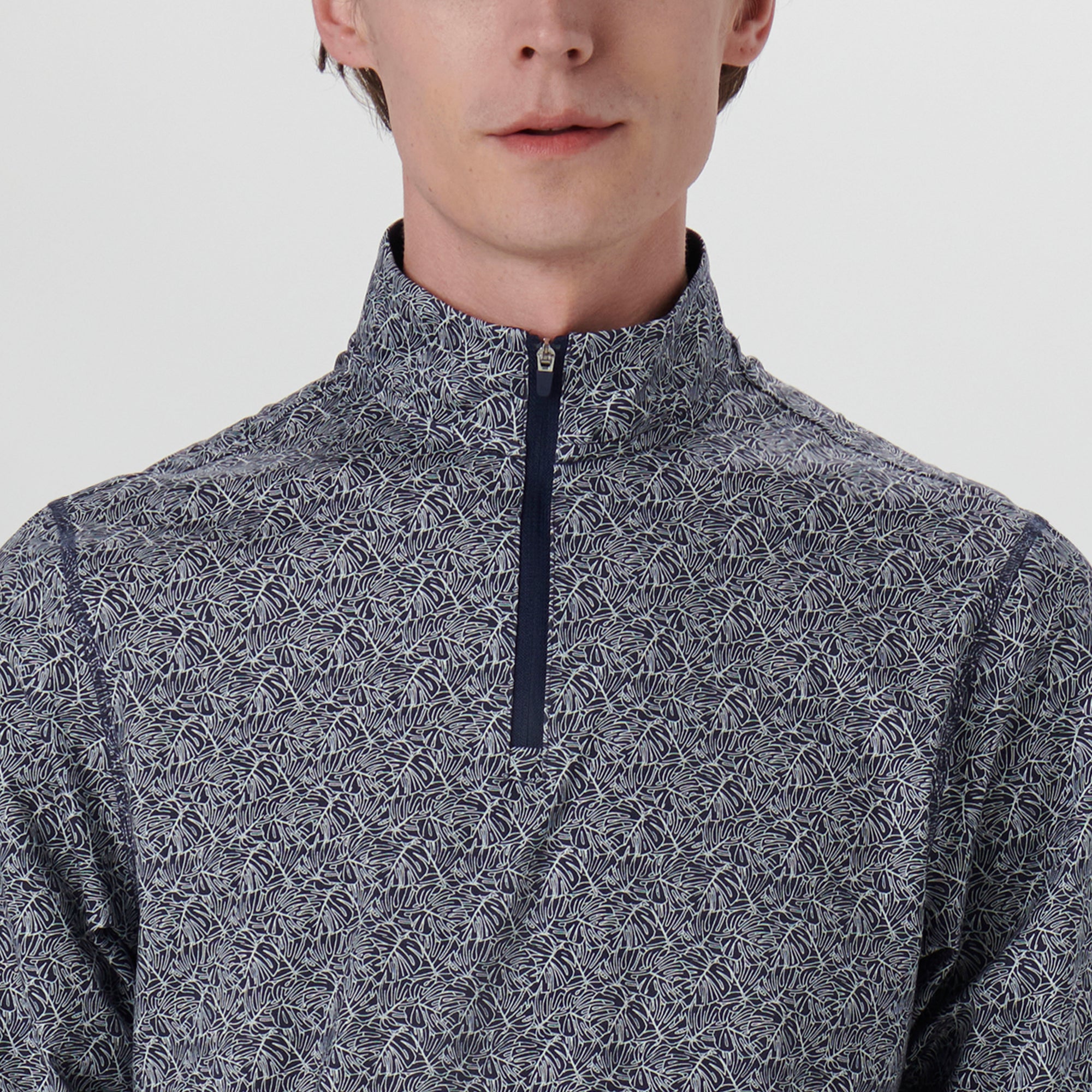 Anthony Leaf Print OoohCotton Quarter Zip Pullover