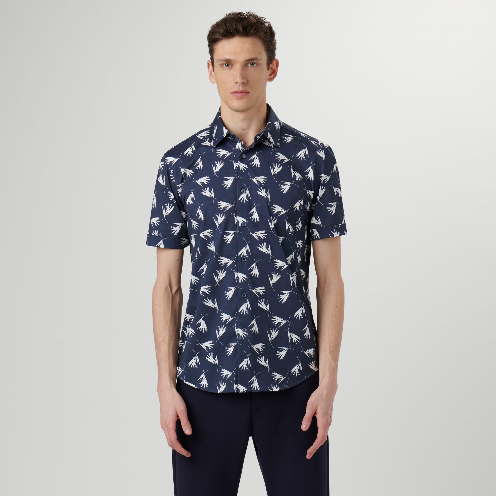 Miles Leaf Print OoohCotton Short Sleeve Shirt
