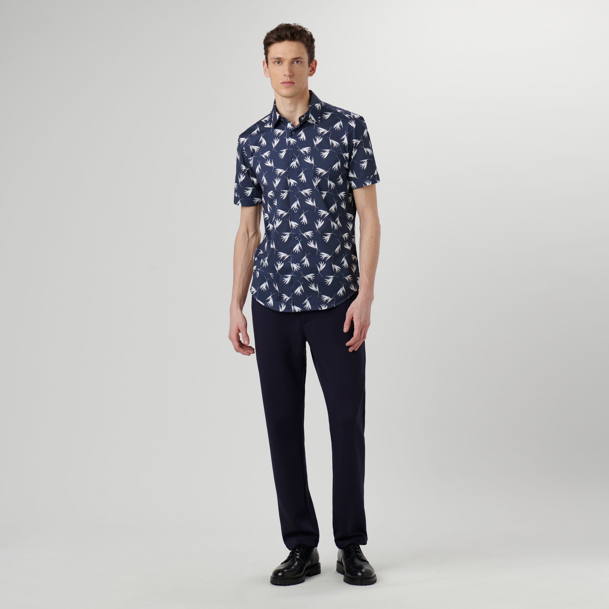 Miles Leaf Print OoohCotton Short Sleeve Shirt