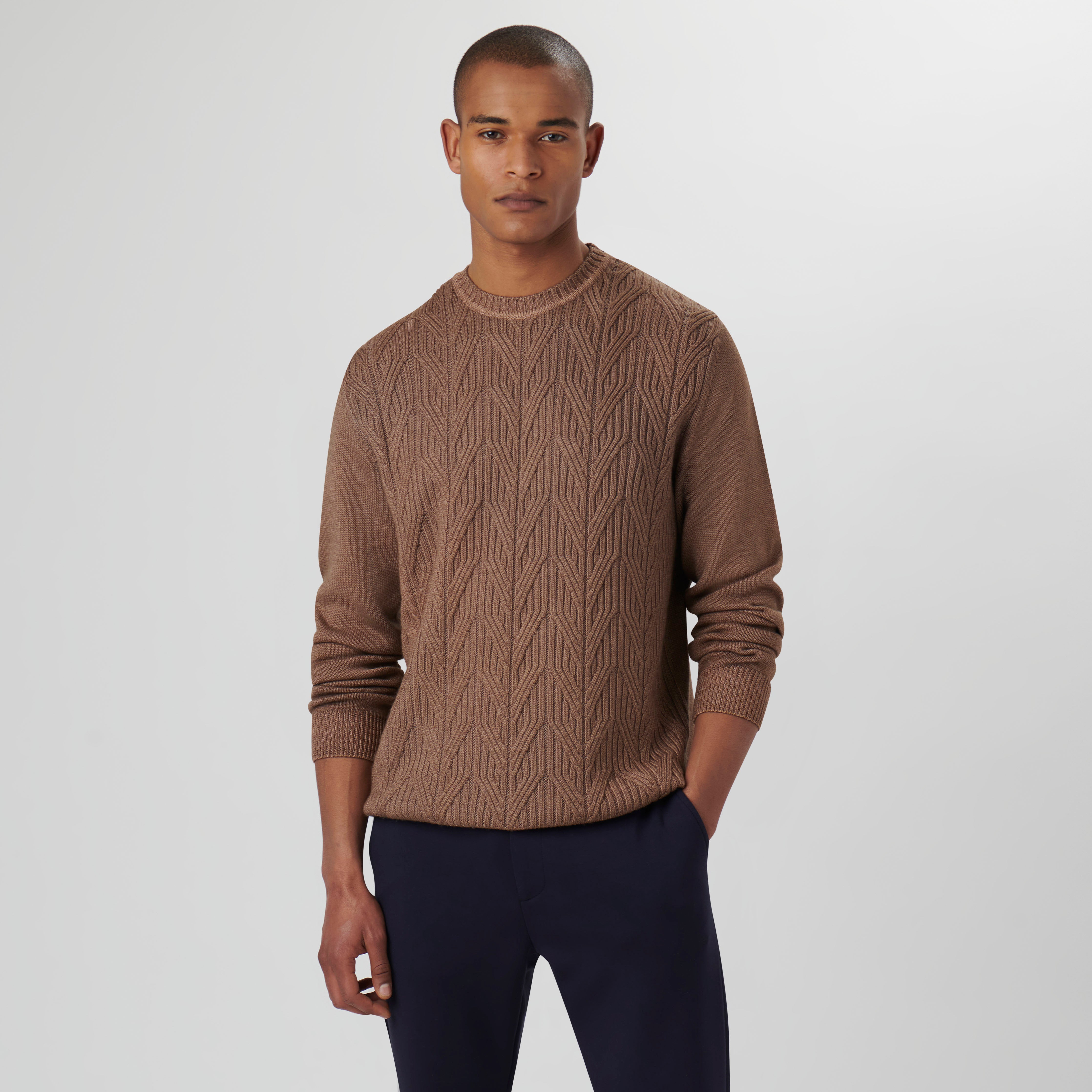 Cable Knit Crew Neck Sweater – BUGATCHI