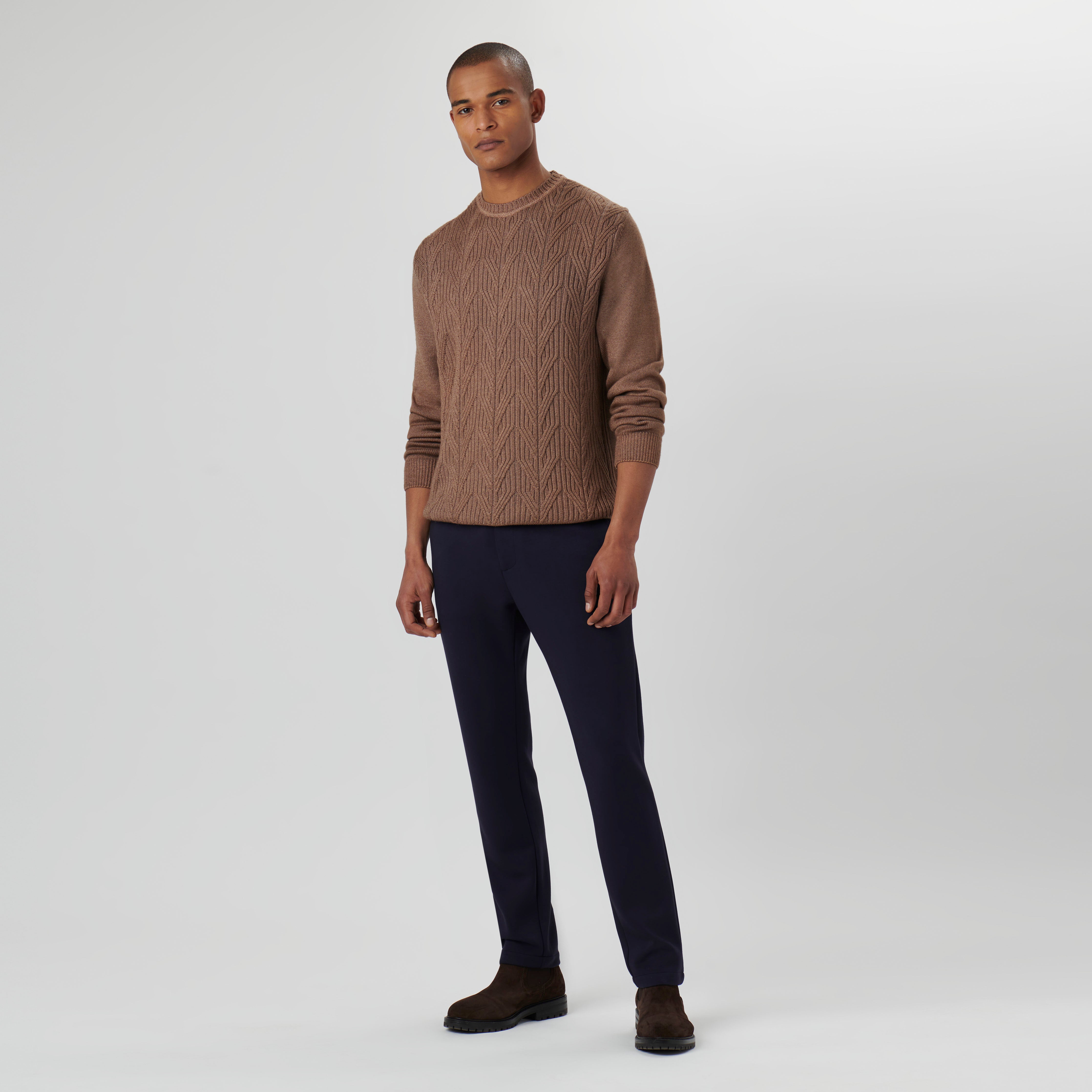 Cable Knit Crew Neck Sweater – BUGATCHI