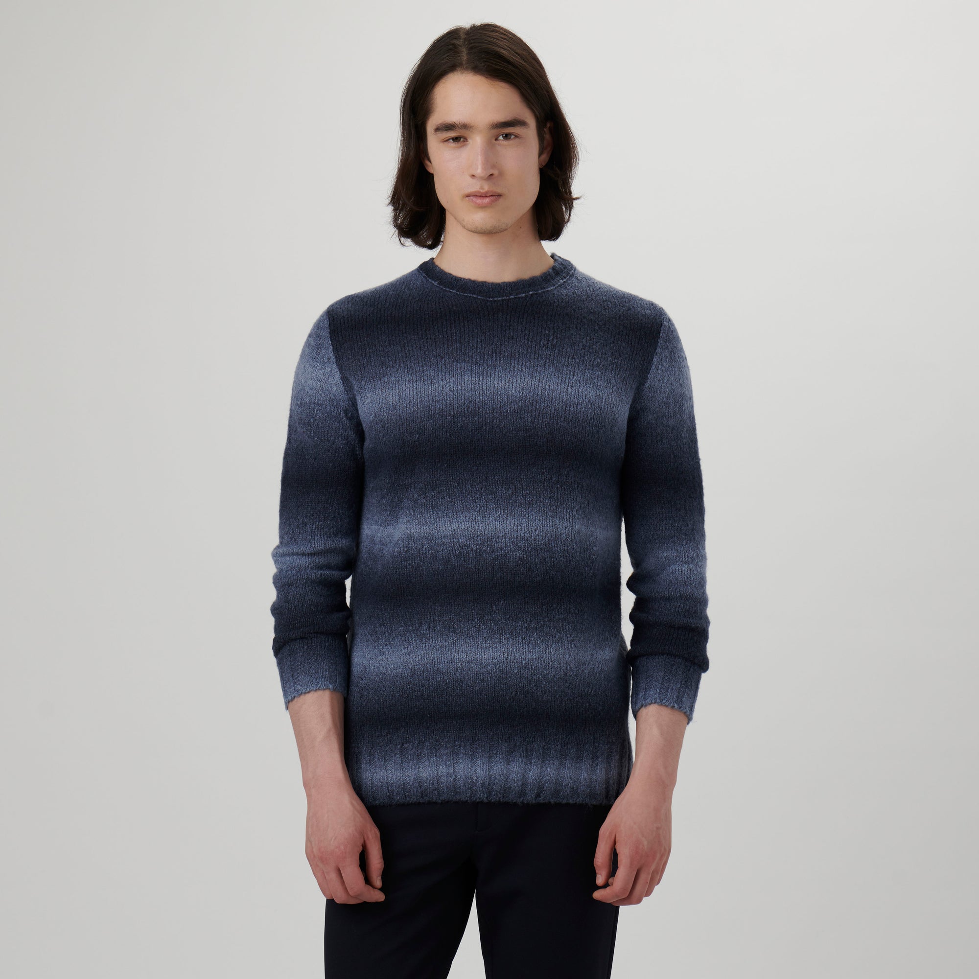 Gradient Striped Crew Neck Sweater