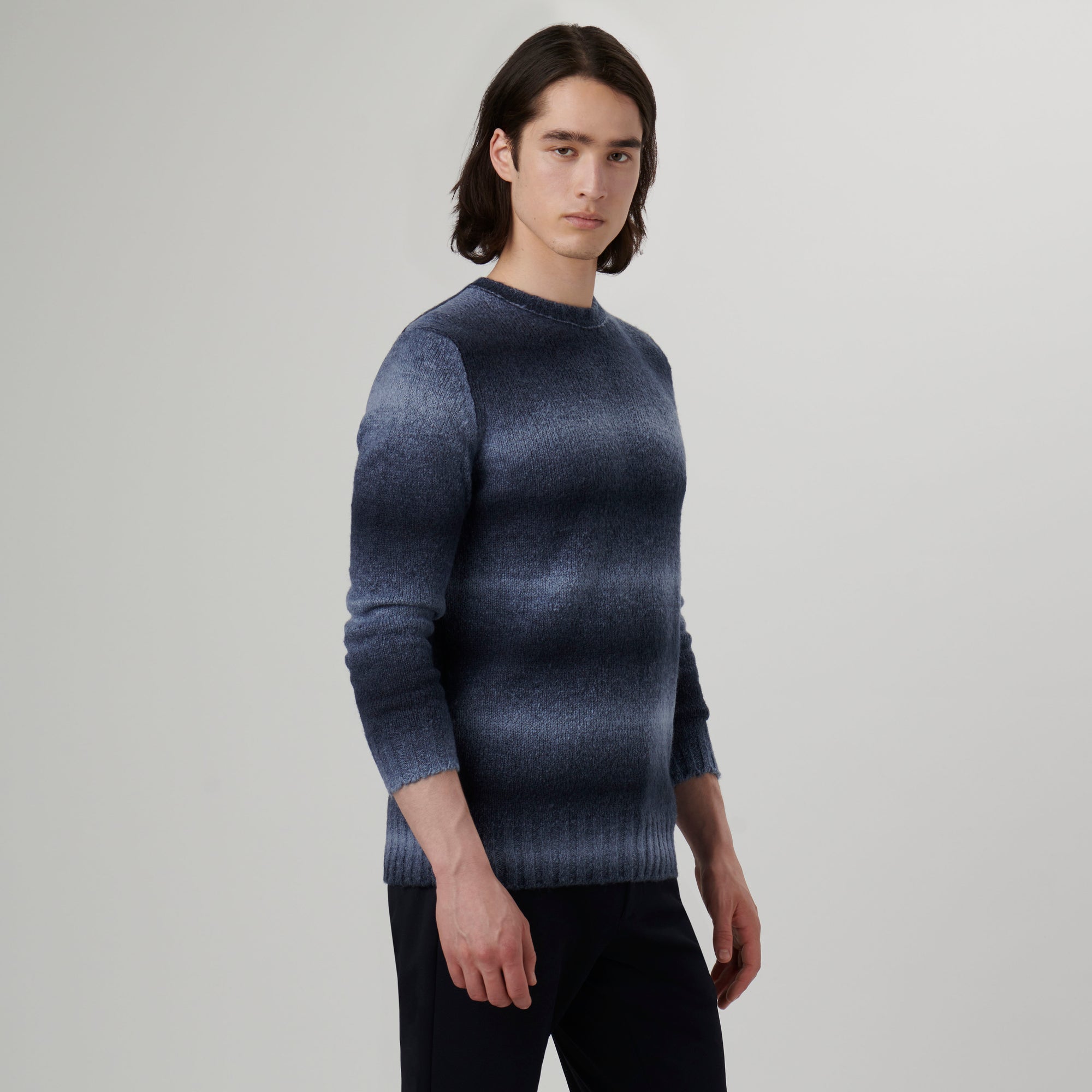Gradient Striped Crew Neck Sweater