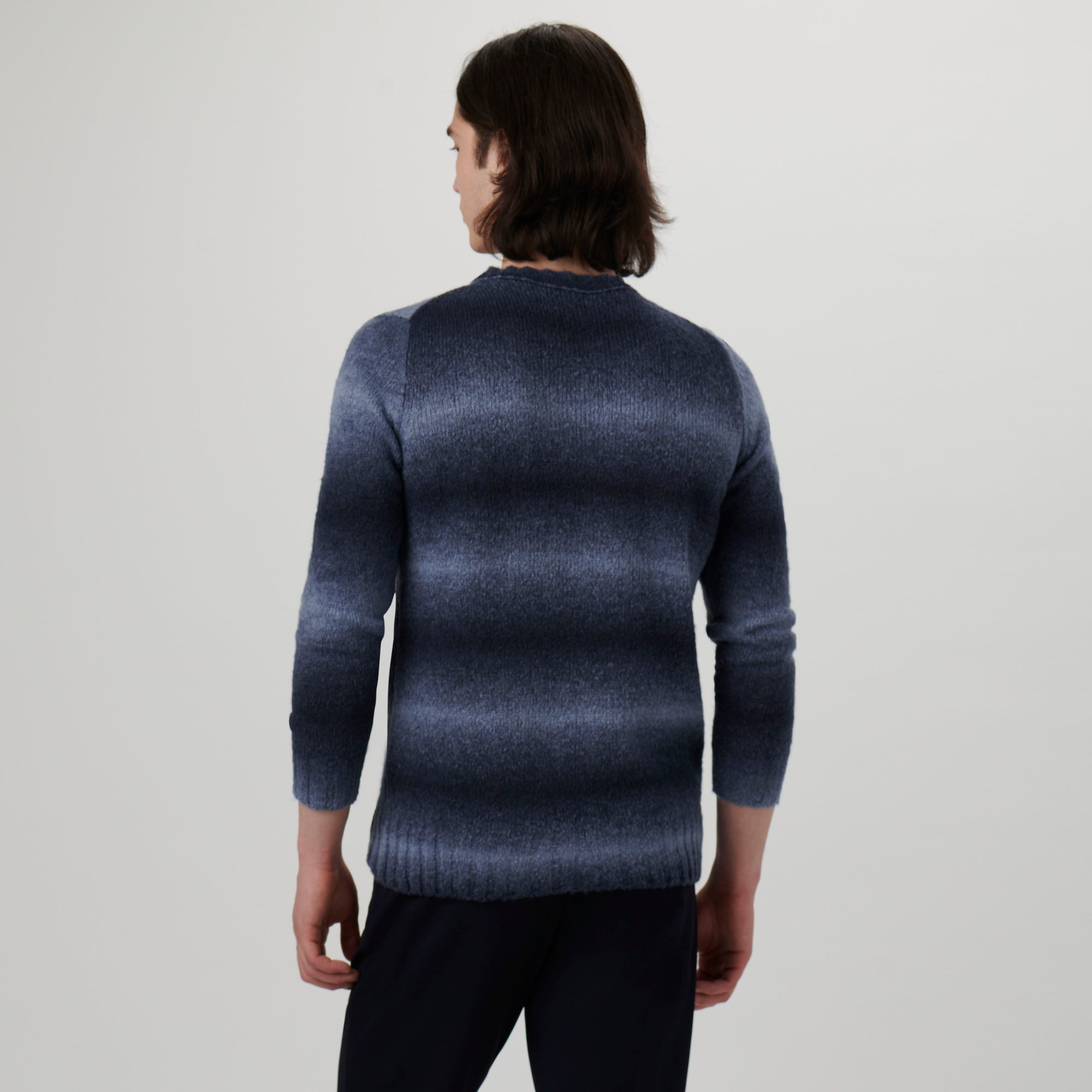 Gradient Striped Crew Neck Sweater