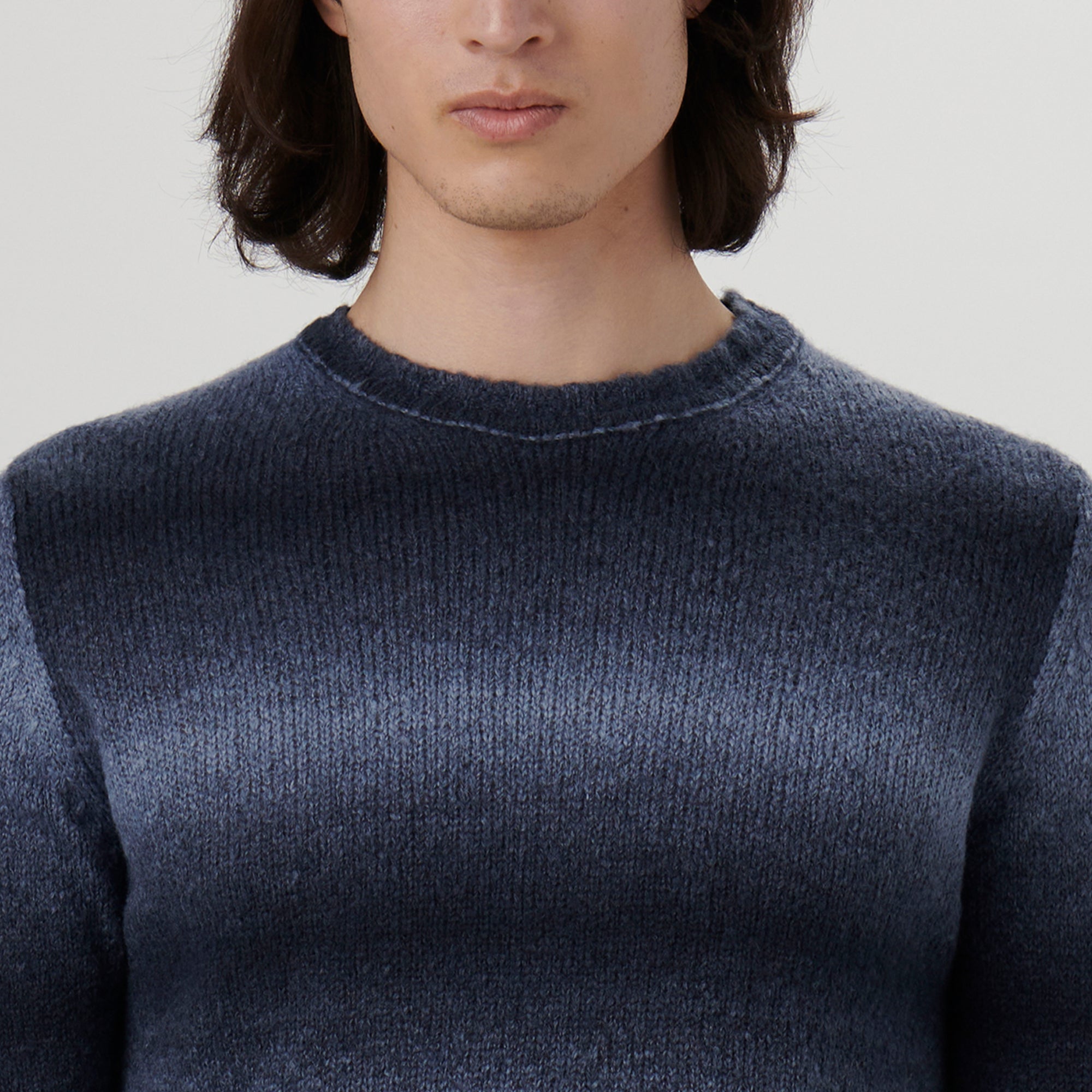 Gradient Striped Crew Neck Sweater