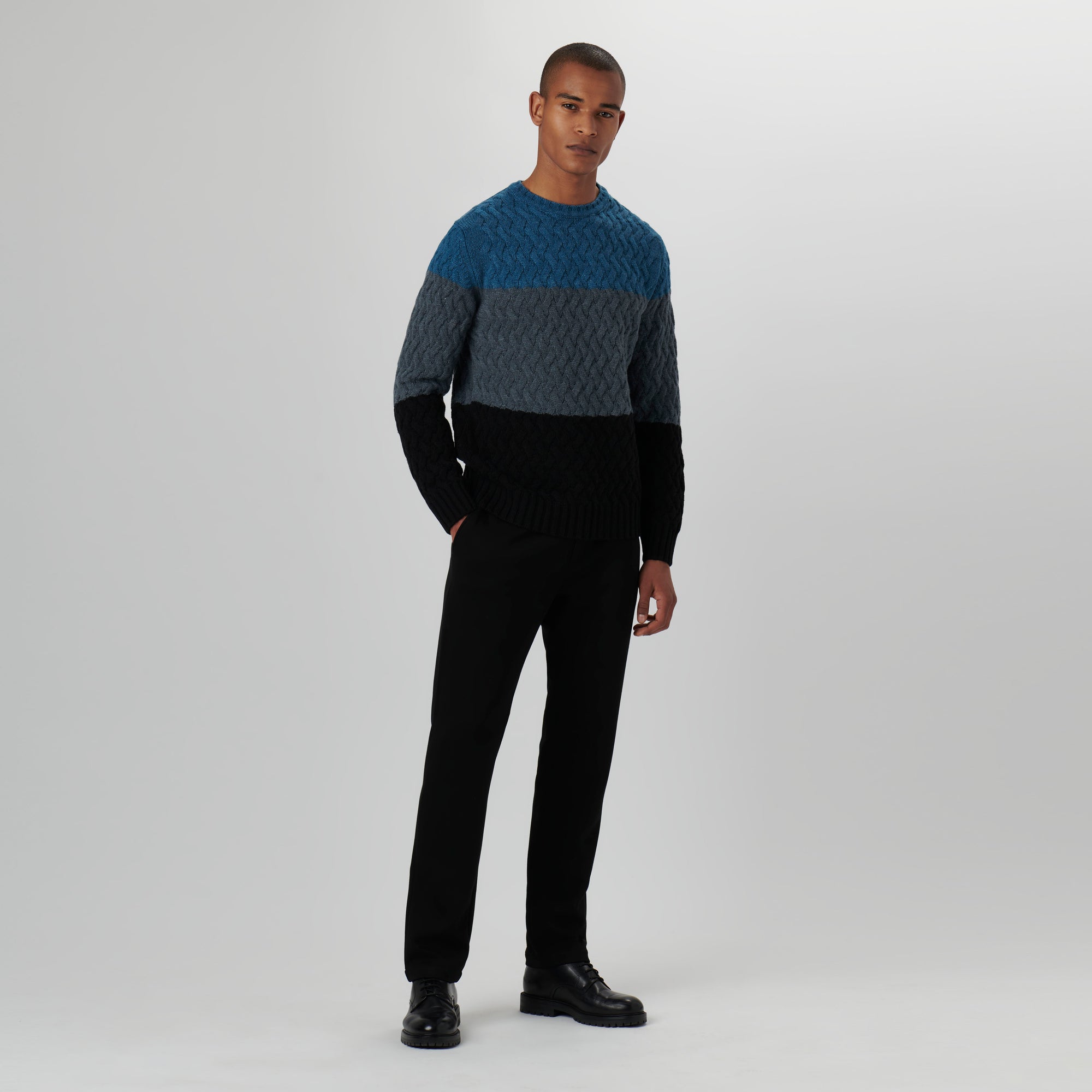 Basketweave Stitch Crew Neck Sweater
