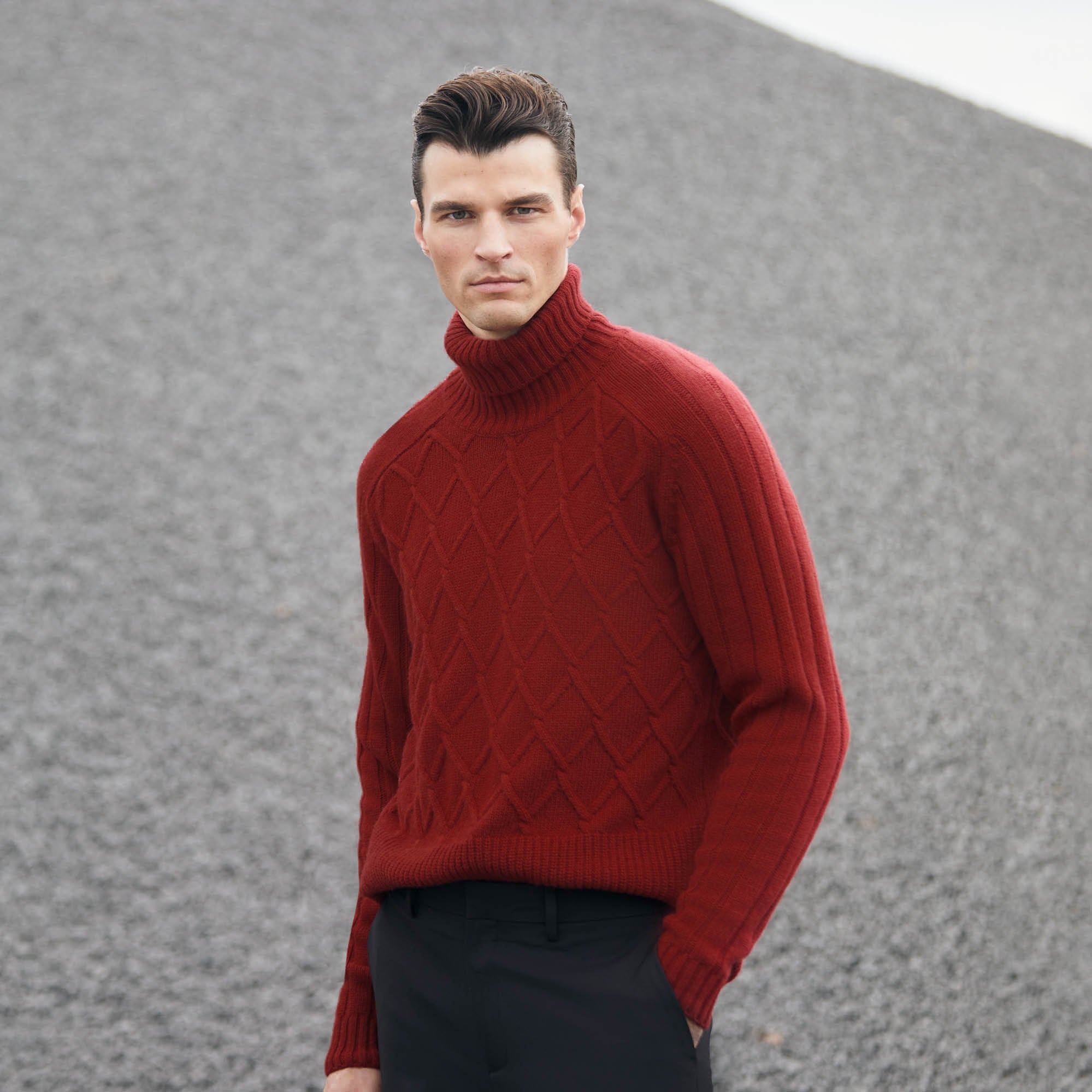 Diamond Stitch Turtleneck Sweater