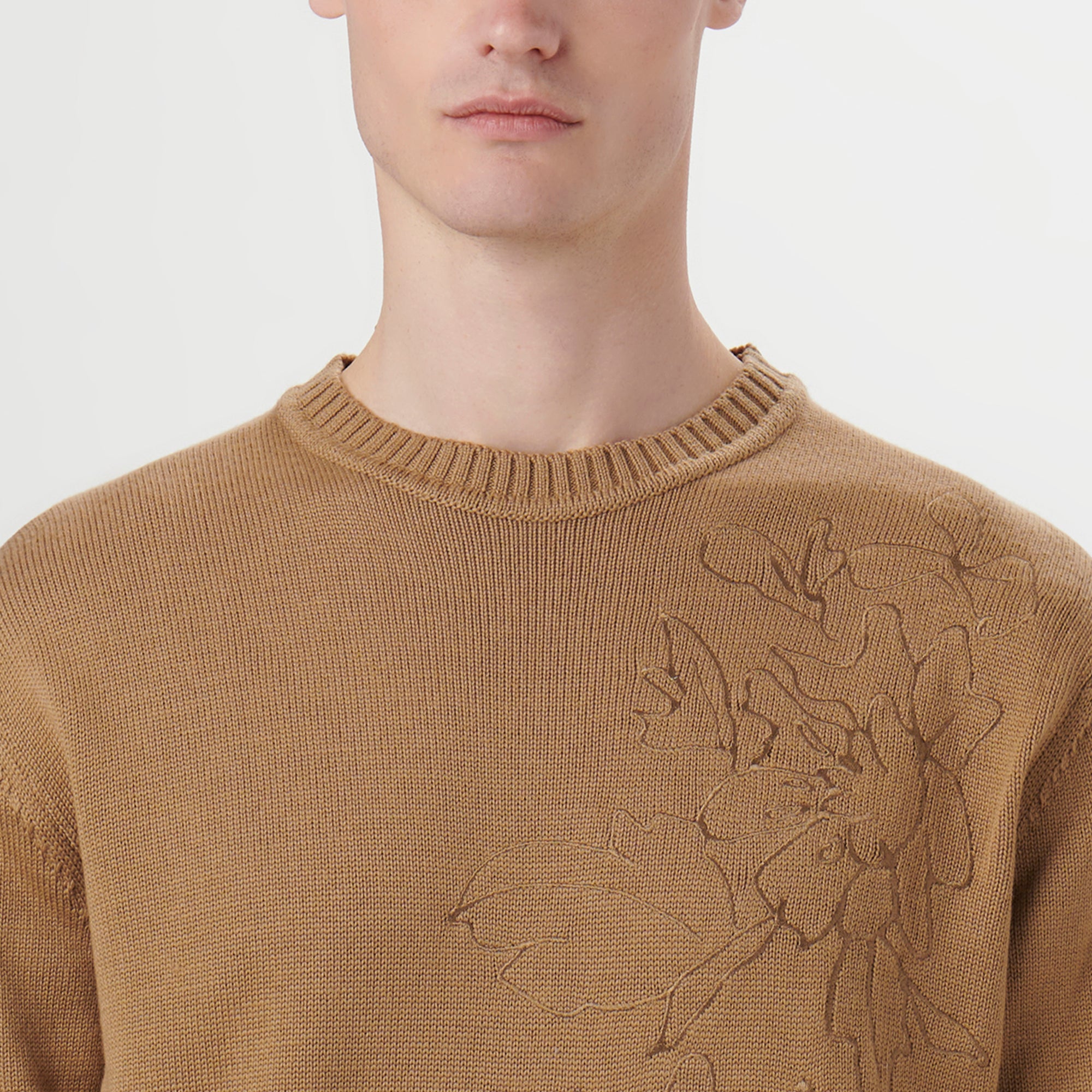 Floral Embroidered Crew Neck Sweater