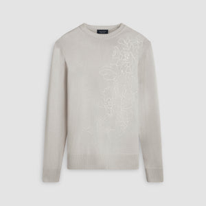 Floral Embroidered Crew Neck Sweater