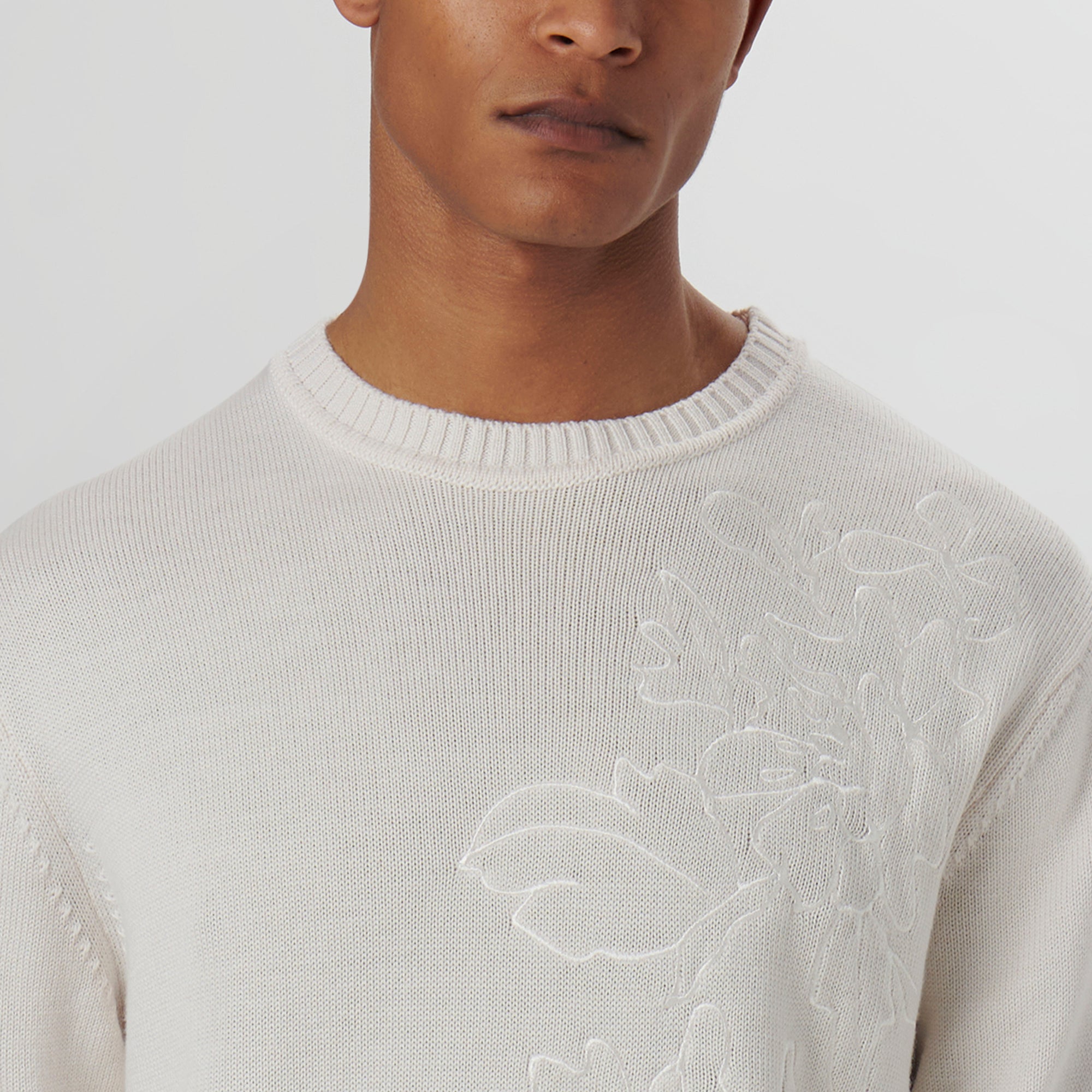 Floral Embroidered Crew Neck Sweater