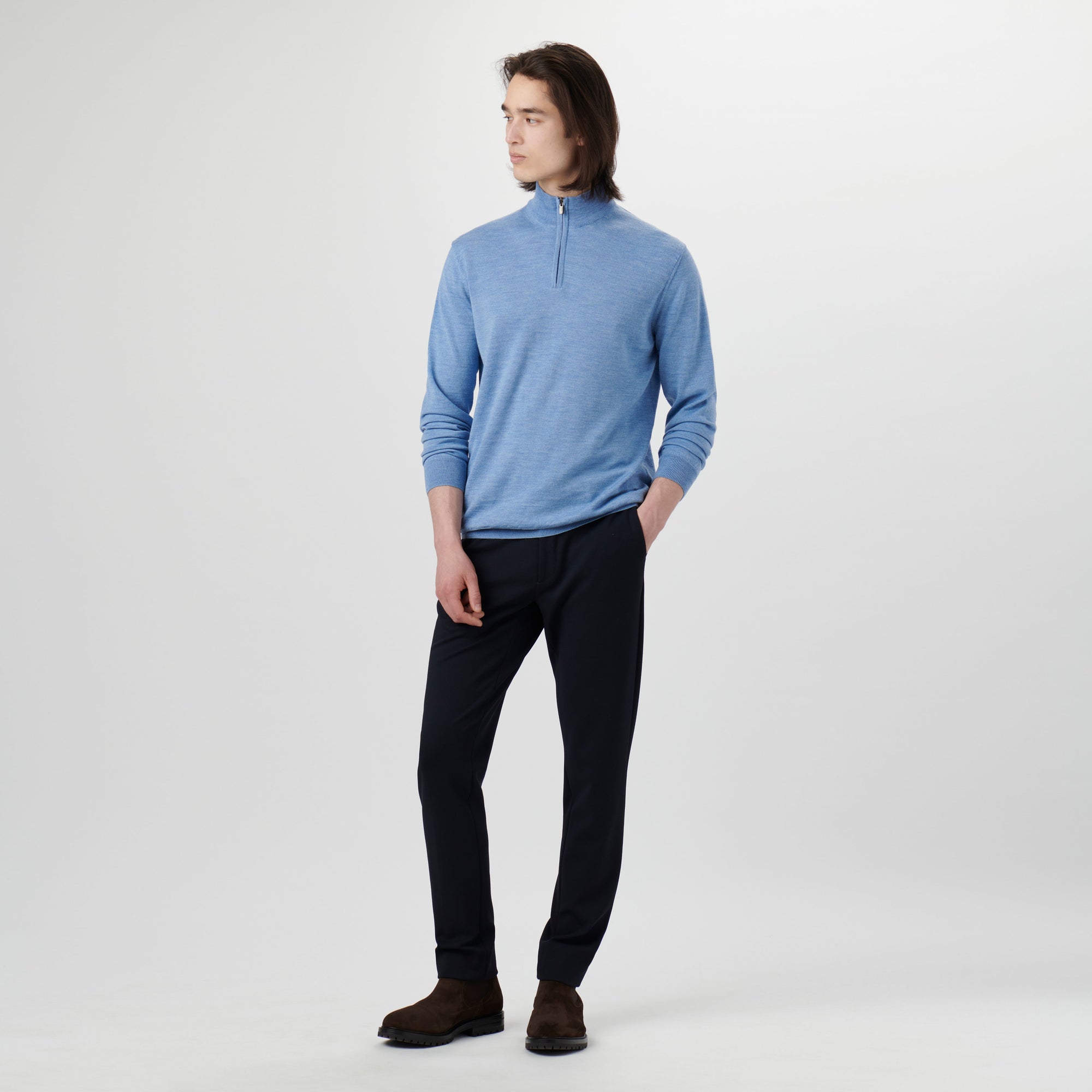 Super Merino Solid Quarter Zip Sweater