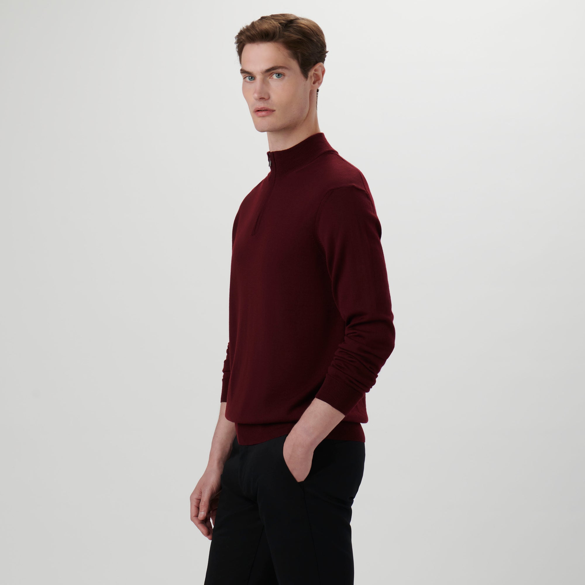 Super Merino Solid Quarter Zip Sweater