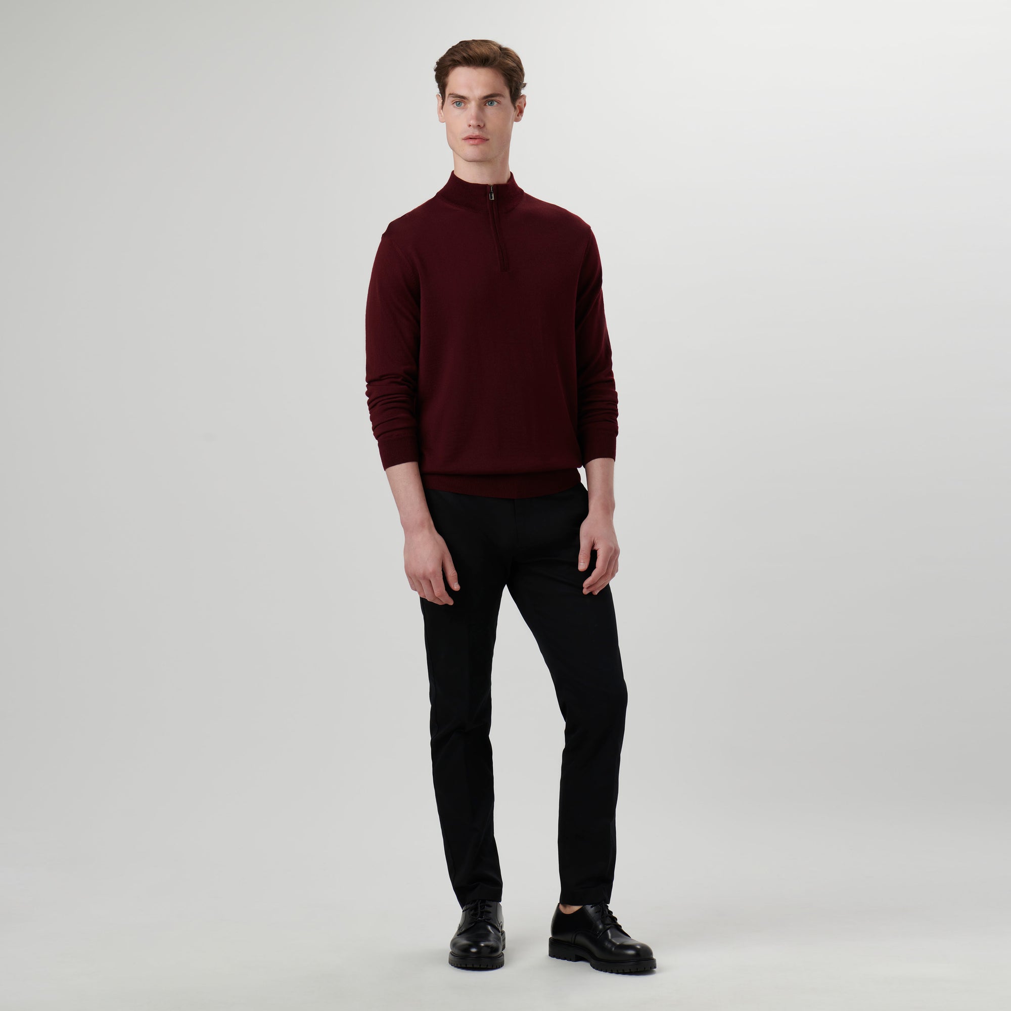 Super Merino Solid Quarter Zip Sweater