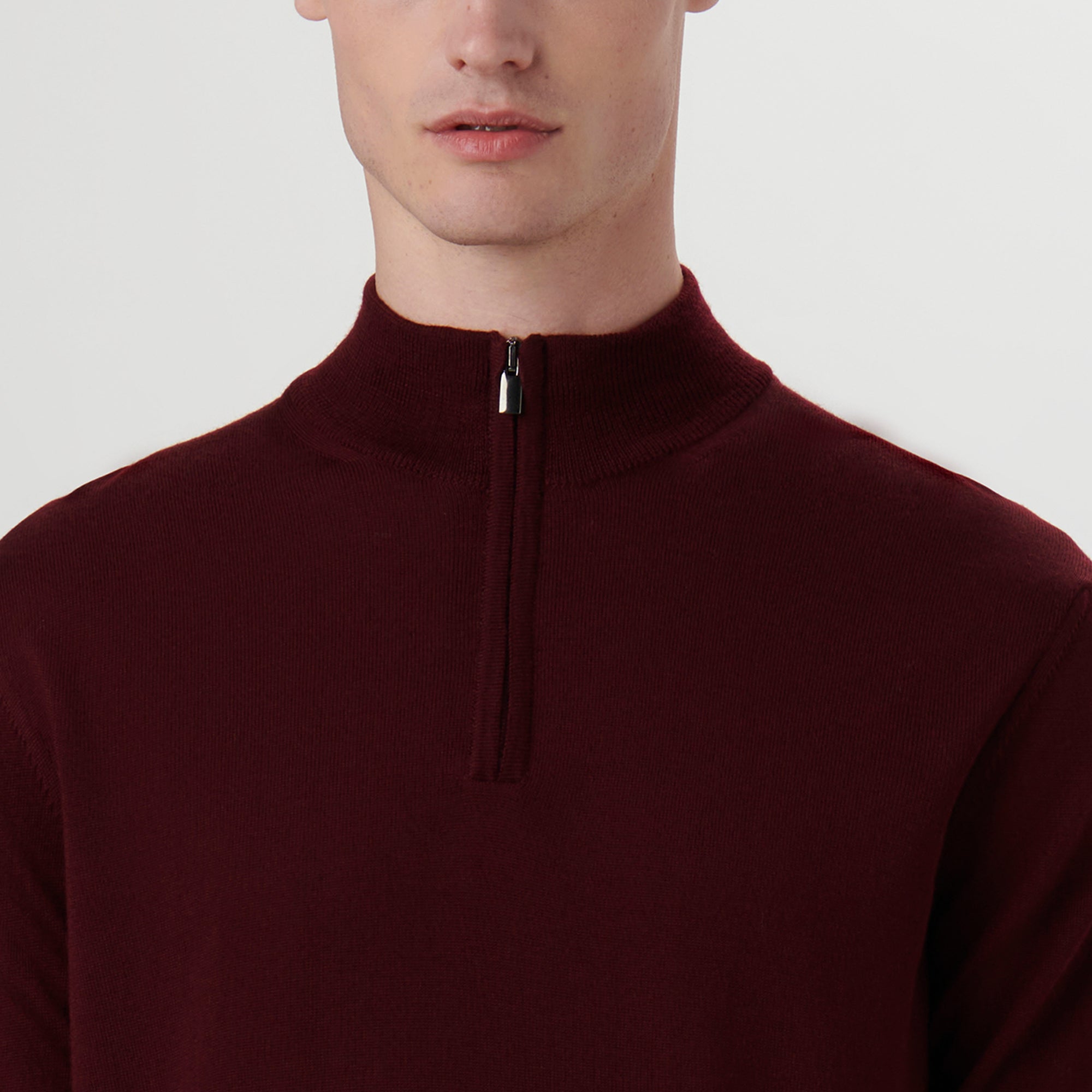 Super Merino Solid Quarter Zip Sweater